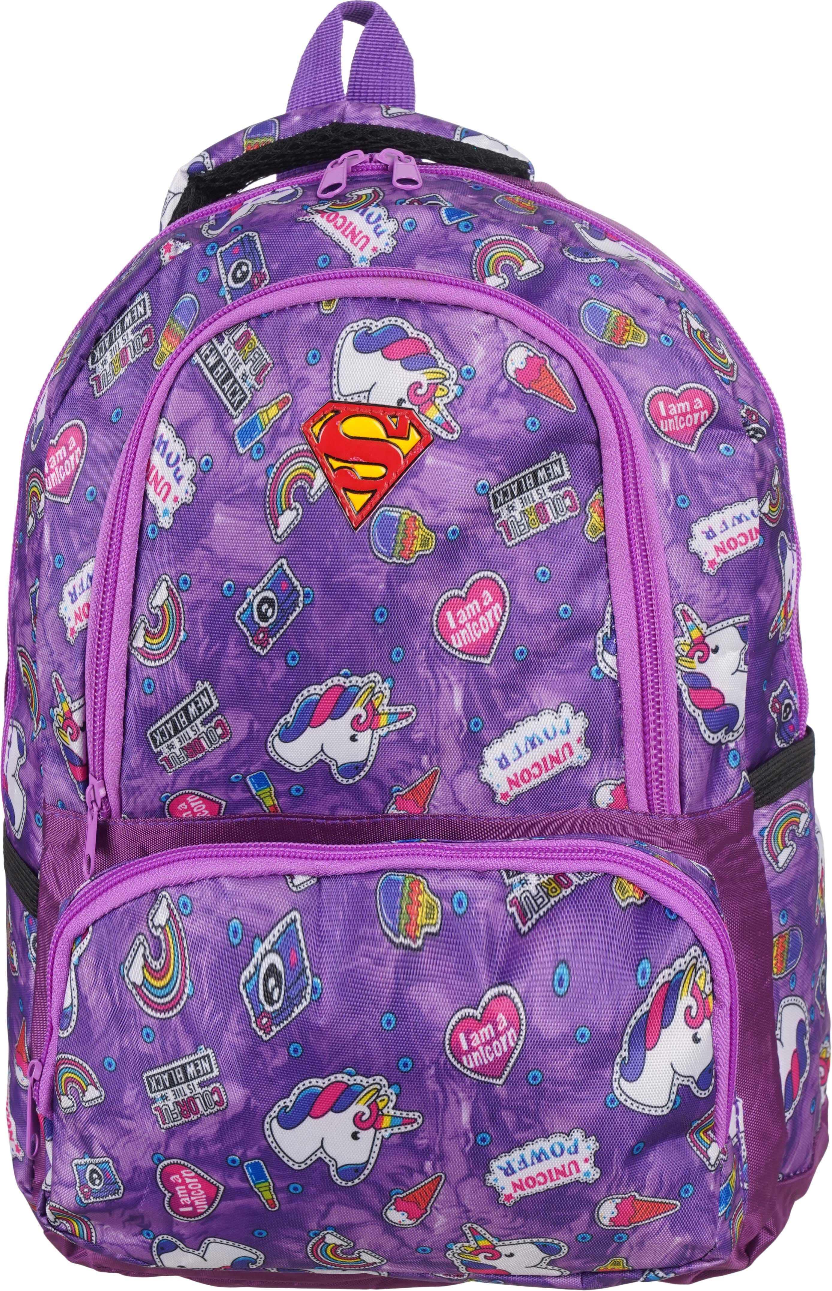 Microfiber Nursery Bag For Girls, 12 Inches, 3 Zippers - Multicolor