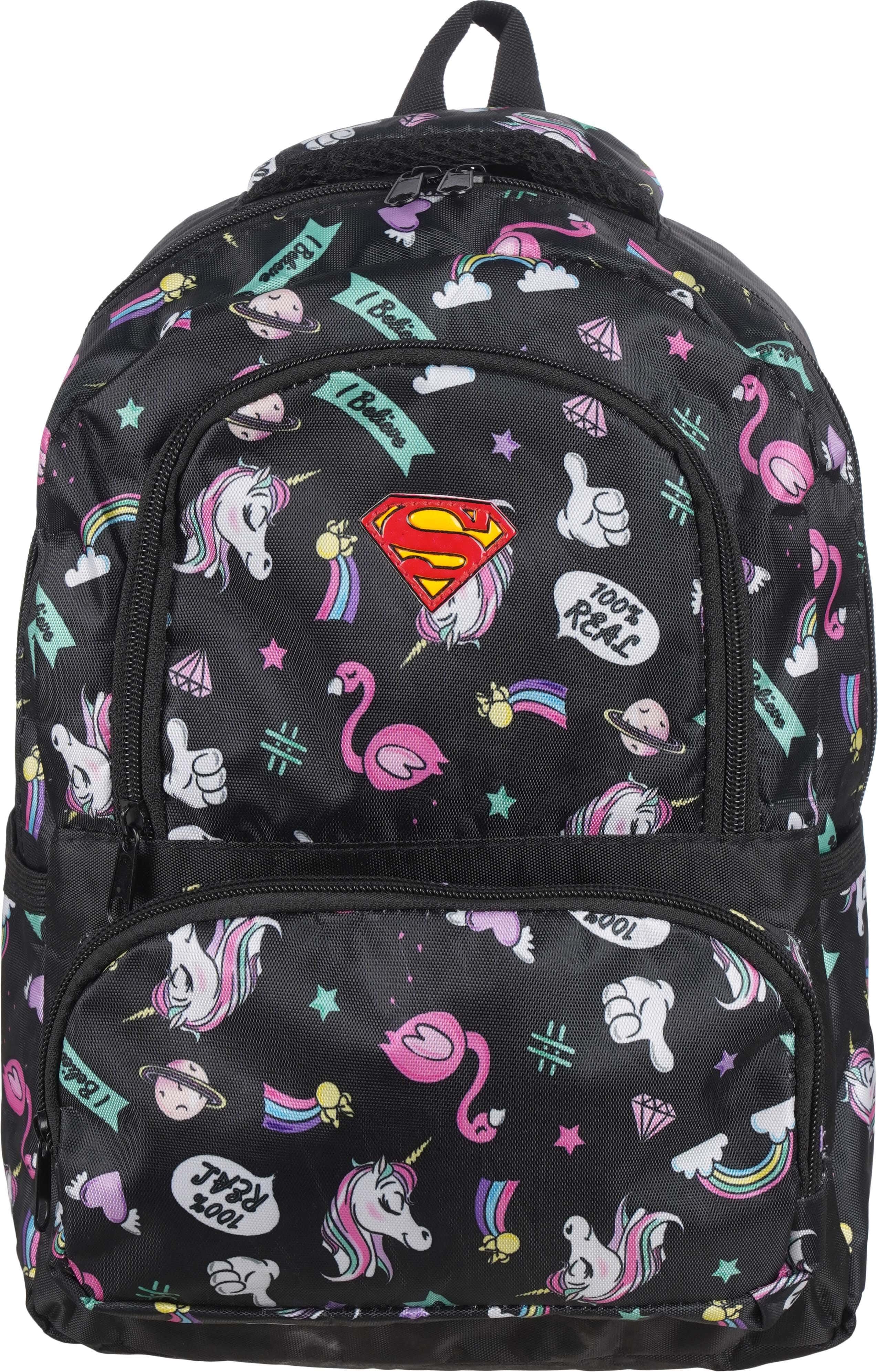 Microfiber Nursery Bag For Girls, 12 Inches, 3 Zippers - Multicolor