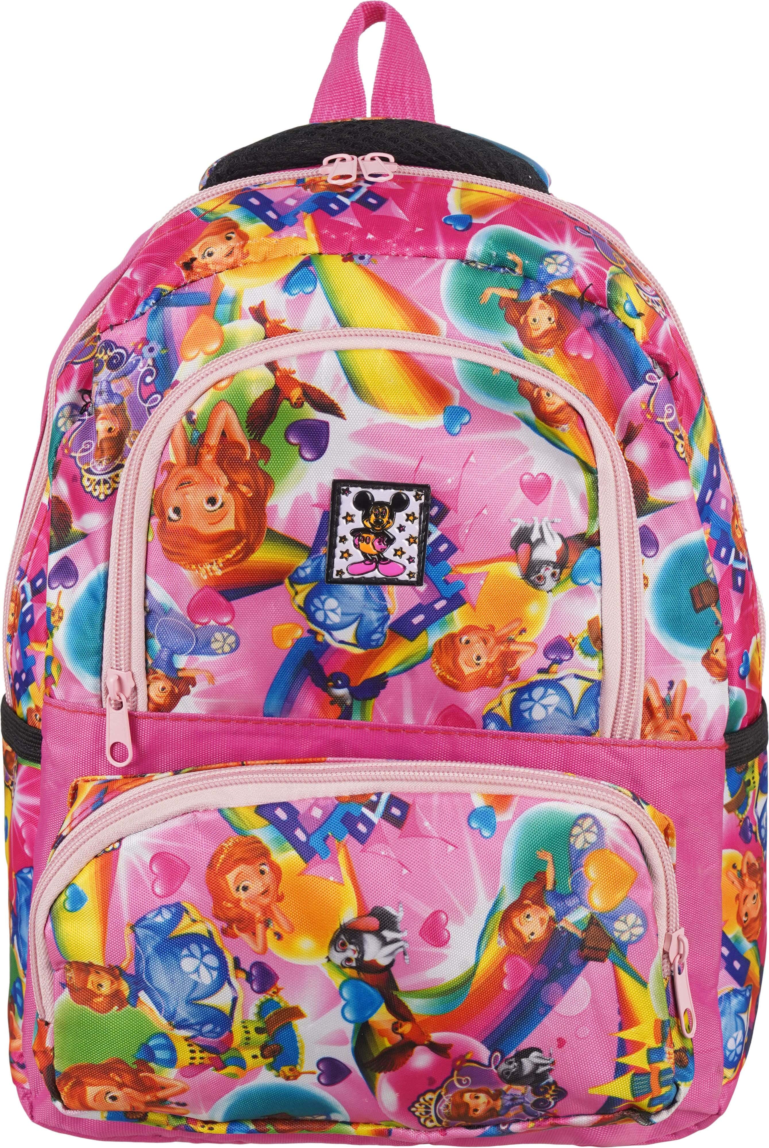 Microfiber Nursery Bag For Girls, 12 Inches, 3 Zippers - Multicolor