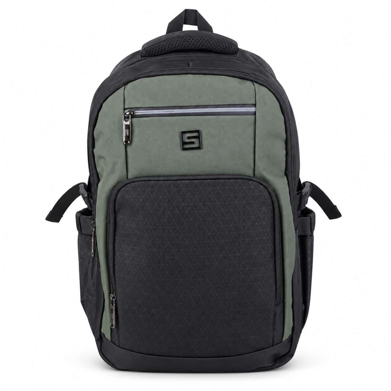 Black Horse fabric Laptop Bag, 4 Zippers, 18 Inch - Olive Black