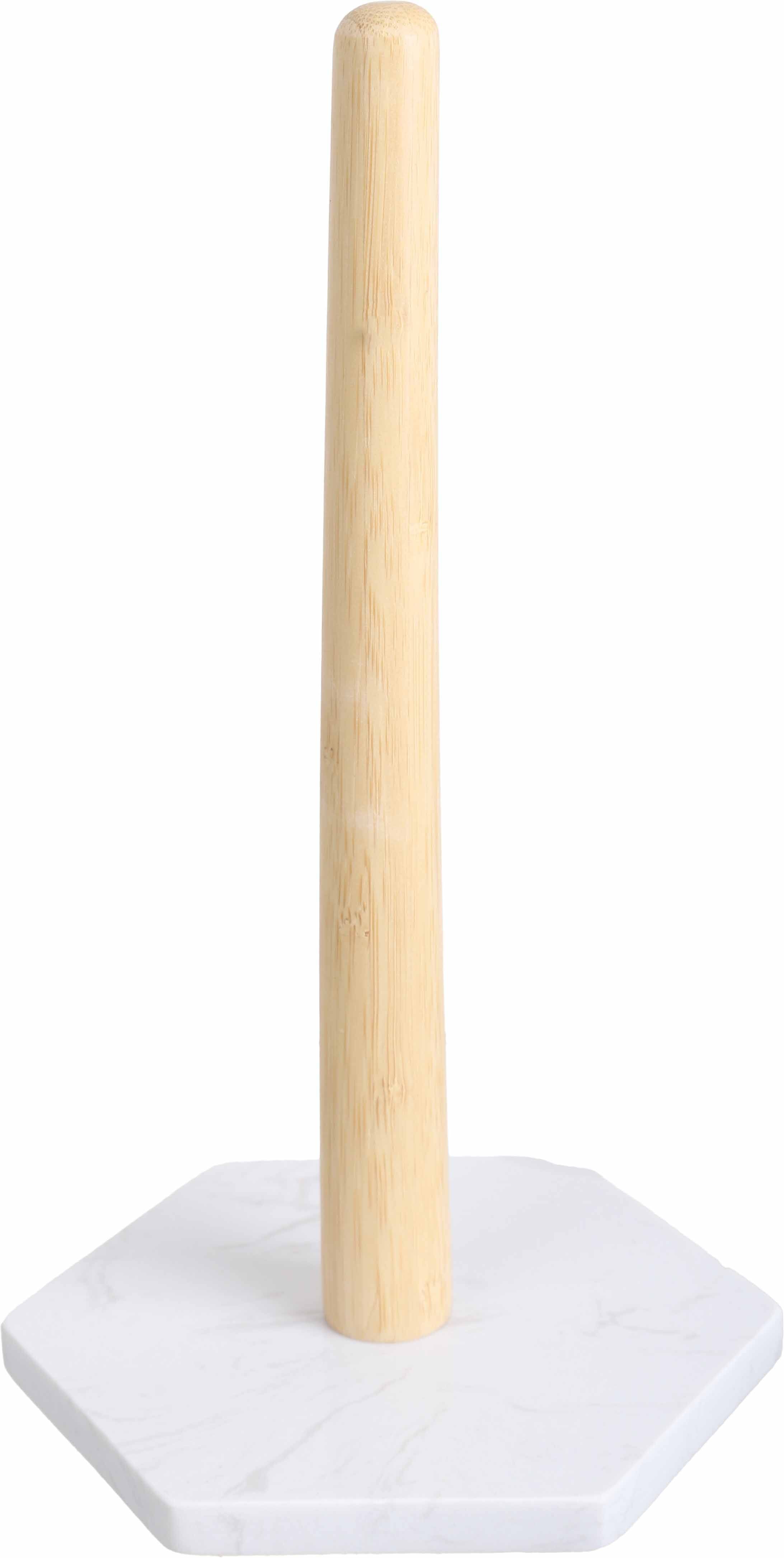 Tessie & Jessie Wooden Tissue Holder Stand with Hexagonal Marble Base, 15×29 cm – Wooden White