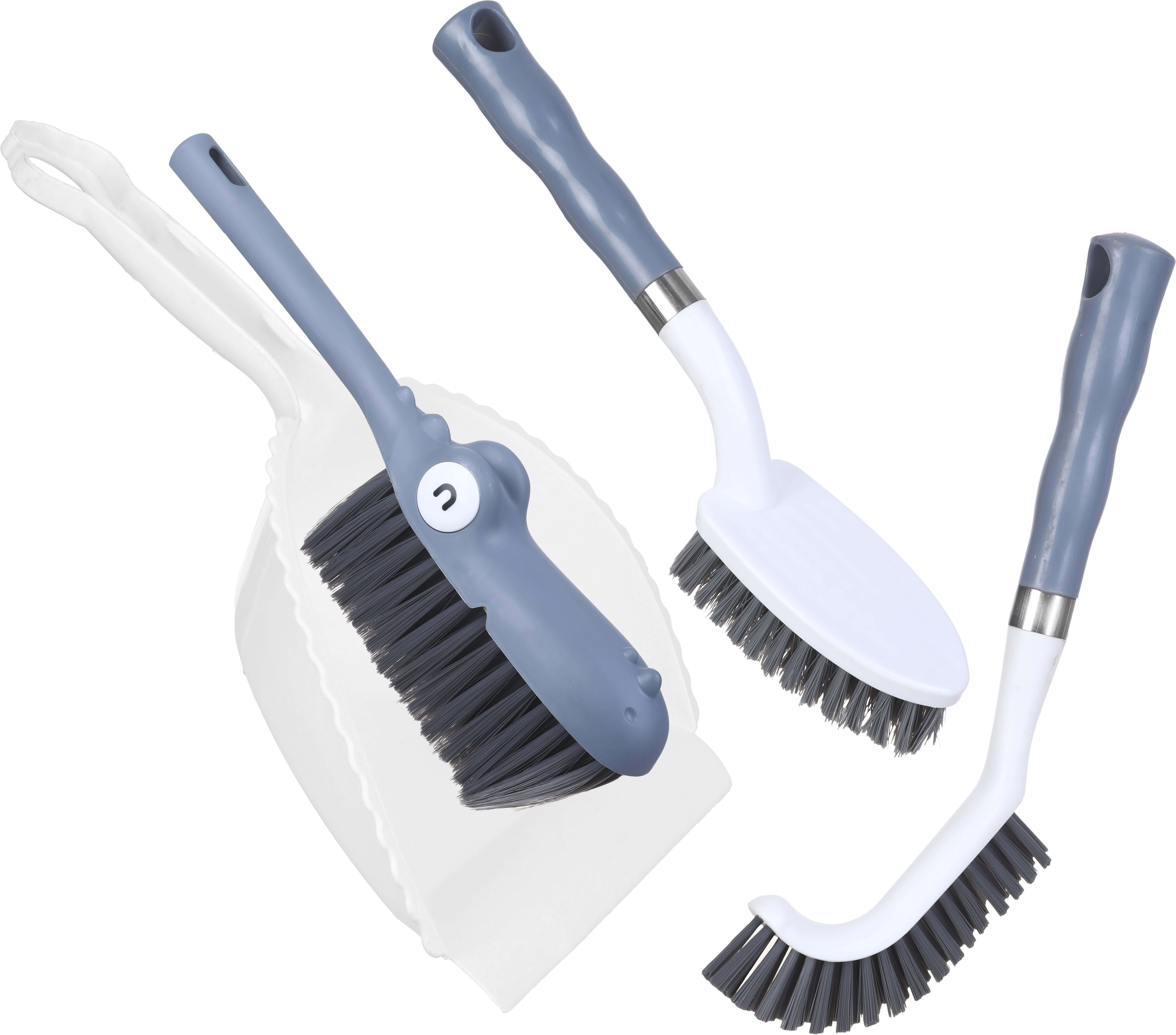 Plastic Cleaning Set, 4 Pieces - White Grey