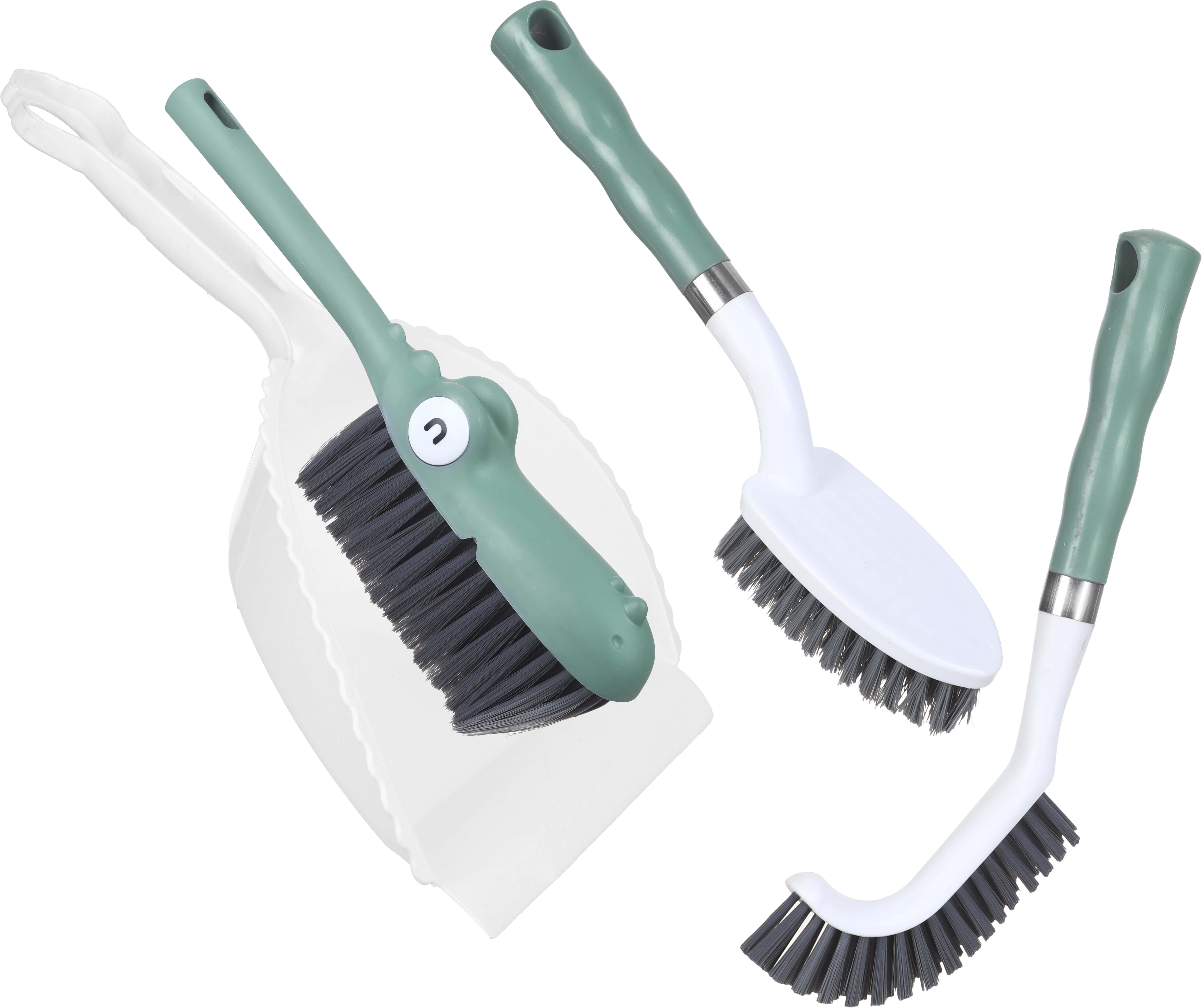 Plastic Cleaning Set, 4 Pieces - White Light Green