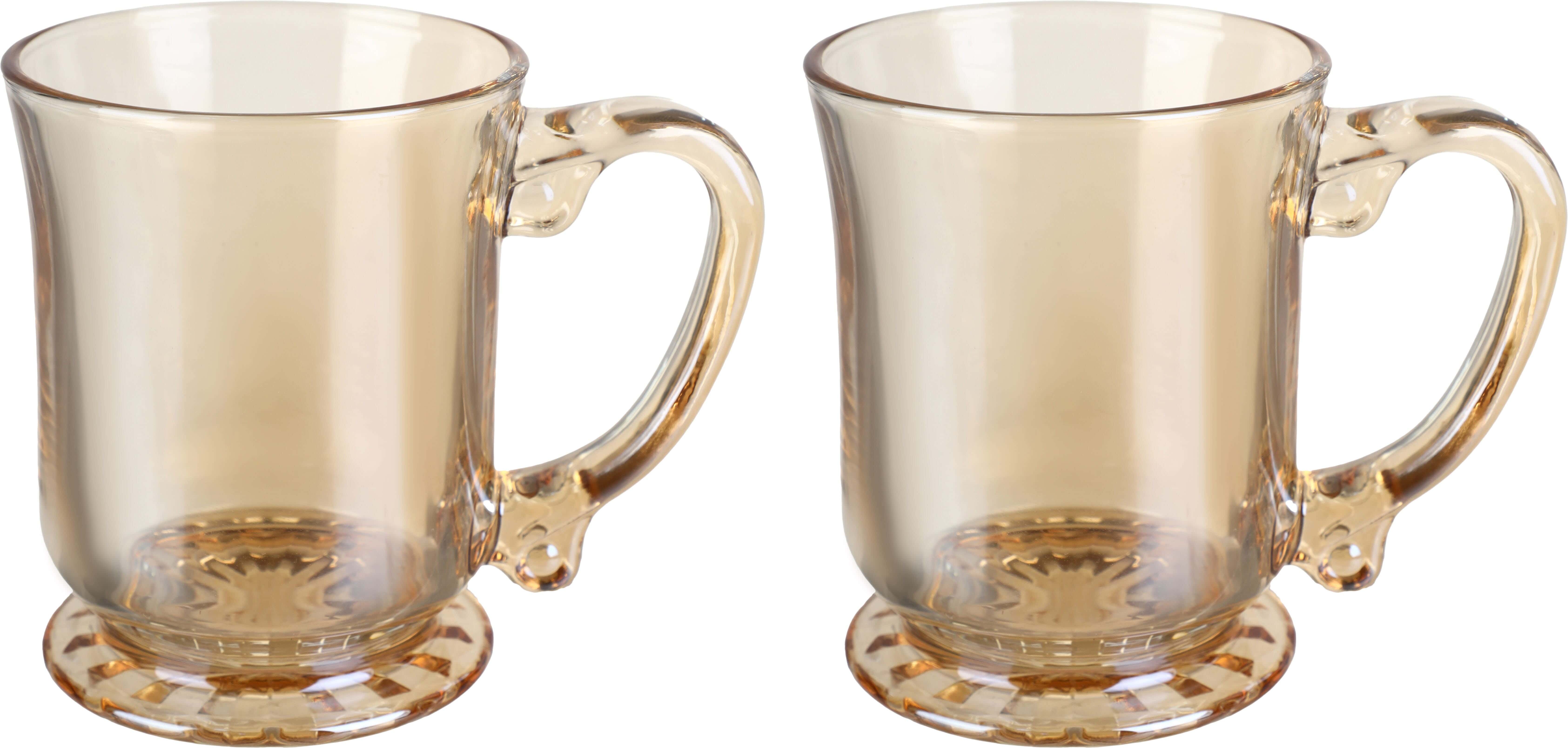 Glass Mugs Set, 2 Pieces, 200 ml - Clear Light Brown