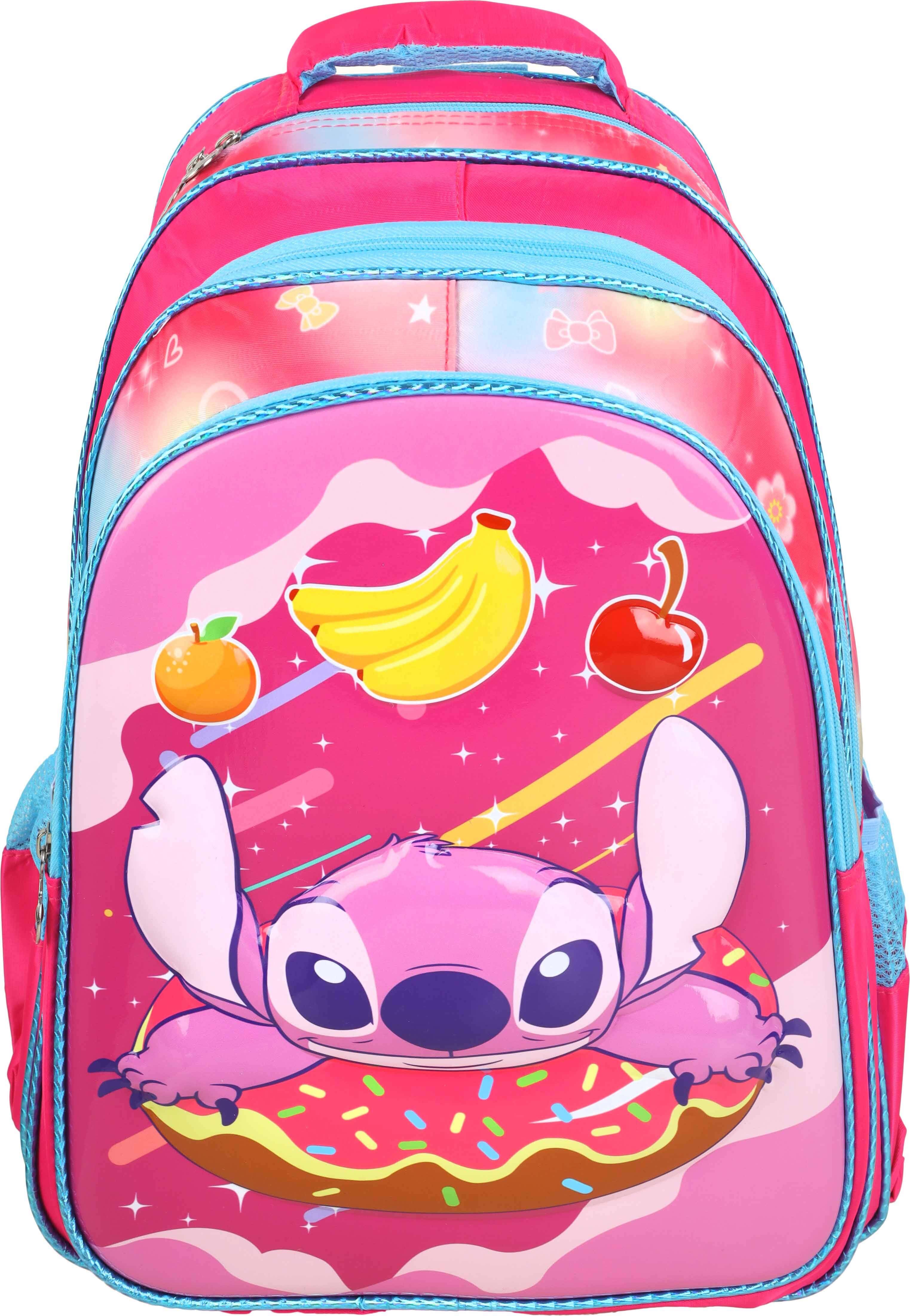 Girls' Waterproof School Backpack, 3 Zippers, 40×28 cm - Pink Blue