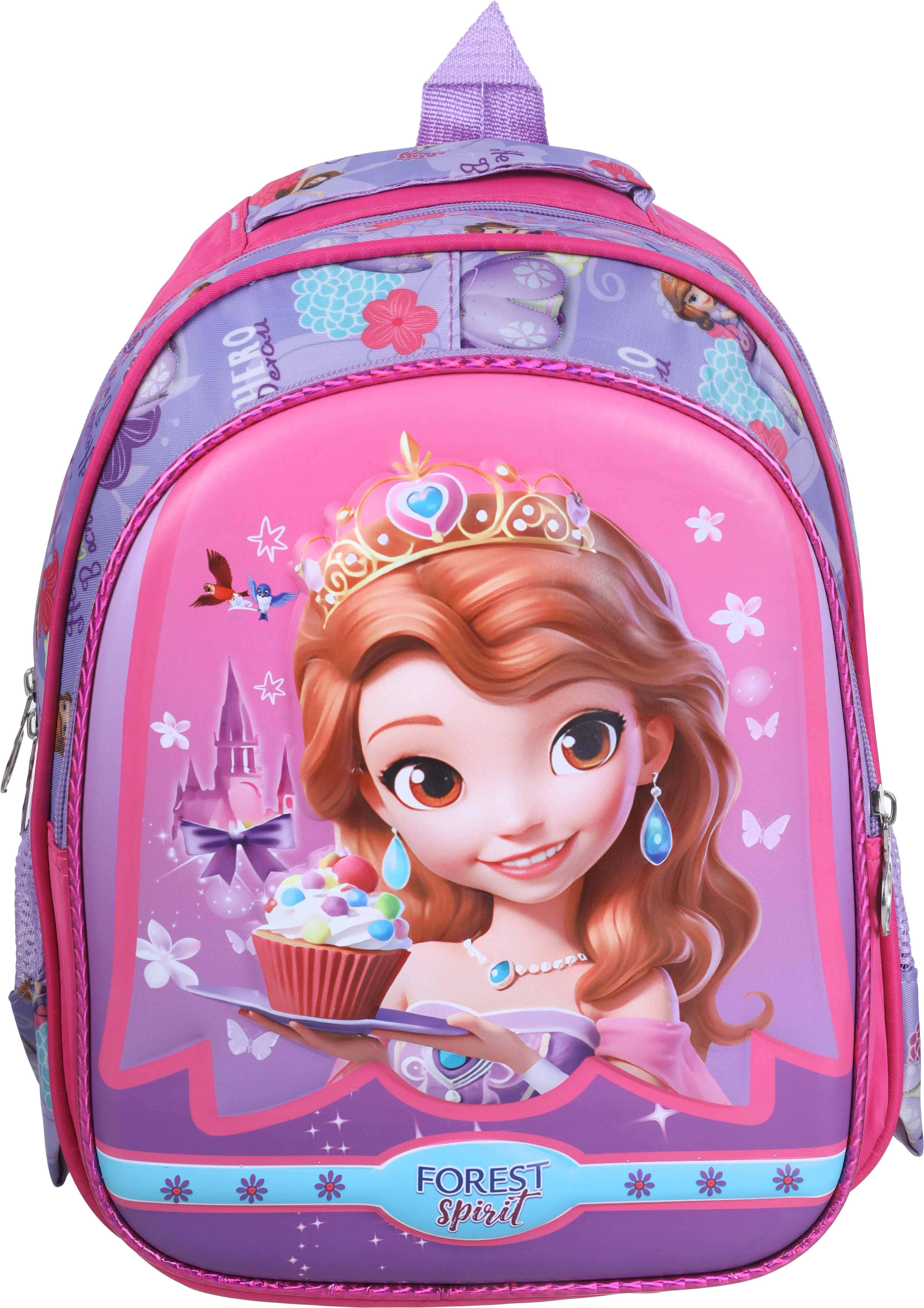 Waterproof school backpack for girls, 2 zippers, 31×29 cm - Pink Mauve