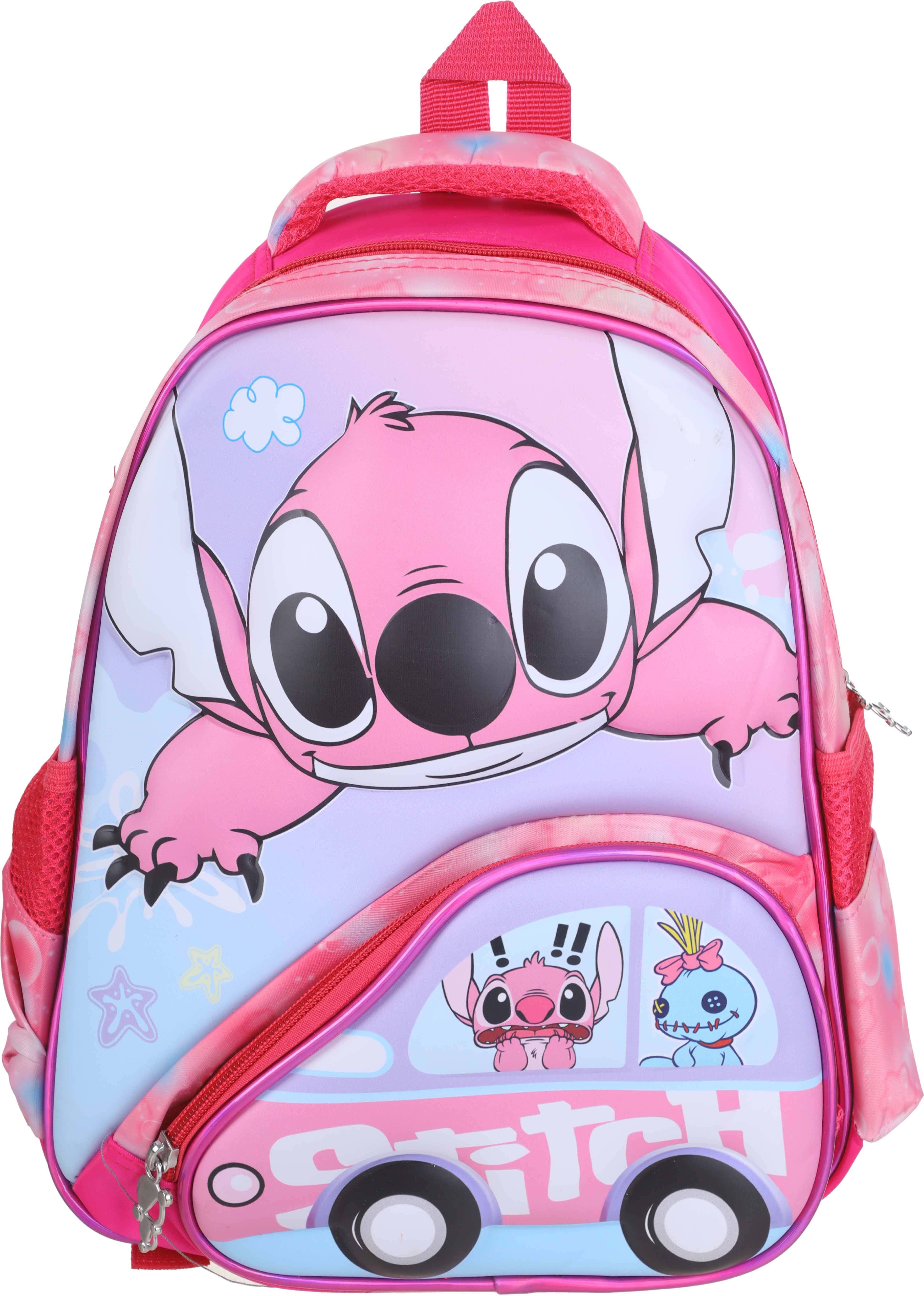 Waterproof school backpack for girls, 2 zippers, 30×23 cm - Pink Blue