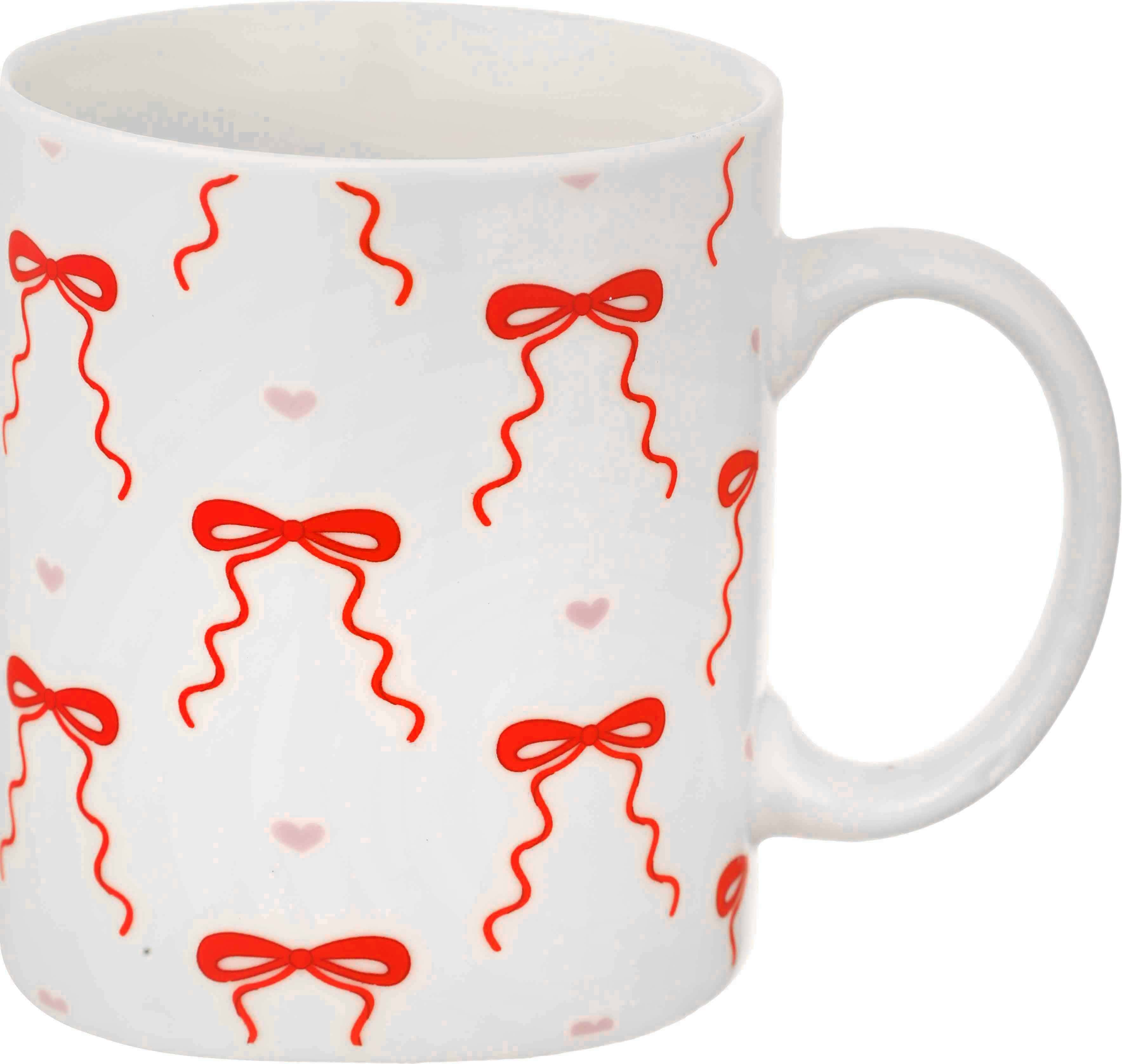 Group Tiger Bow-Shaped Porcelain Mug, 350 Ml - White Red