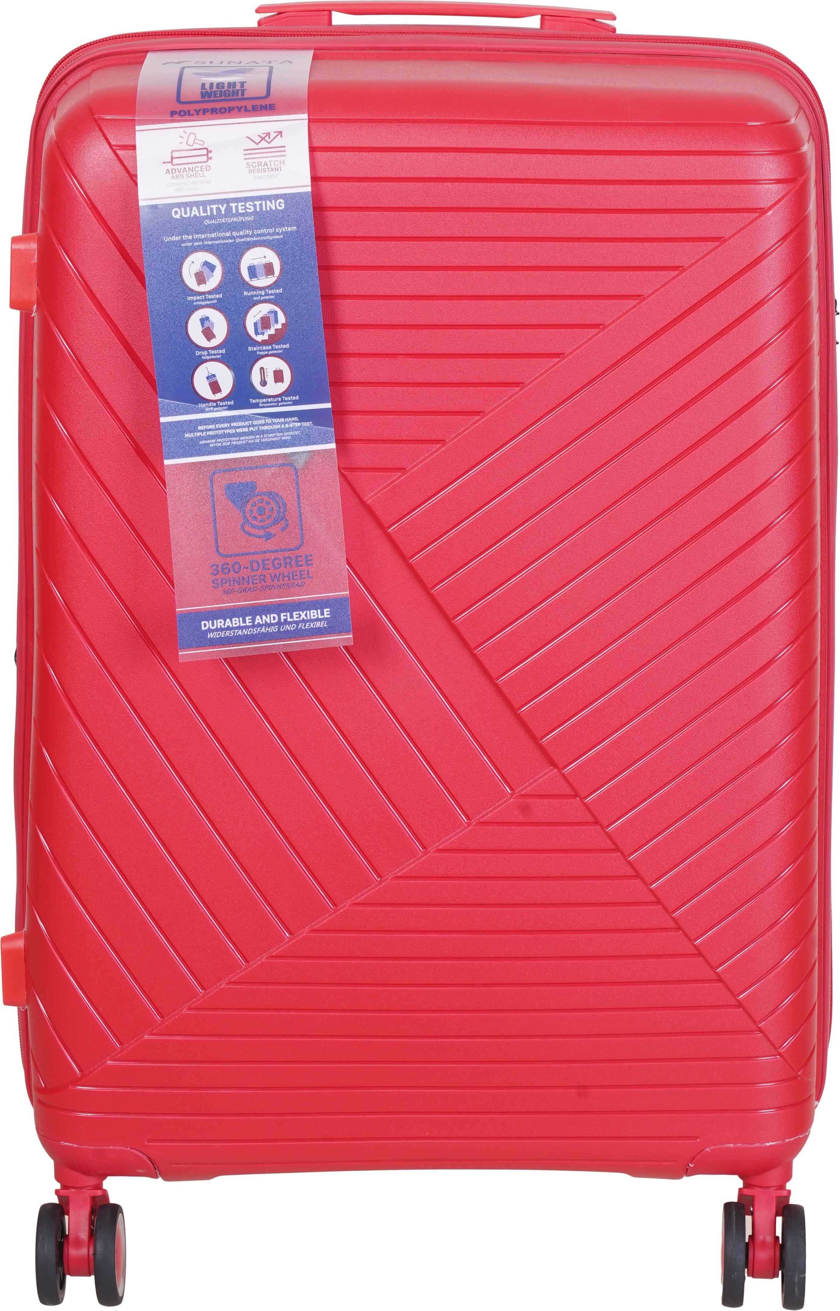 Sunata Silicone Trolley Suitcase, 29 inches, 6 zippers, Digital lock - Red