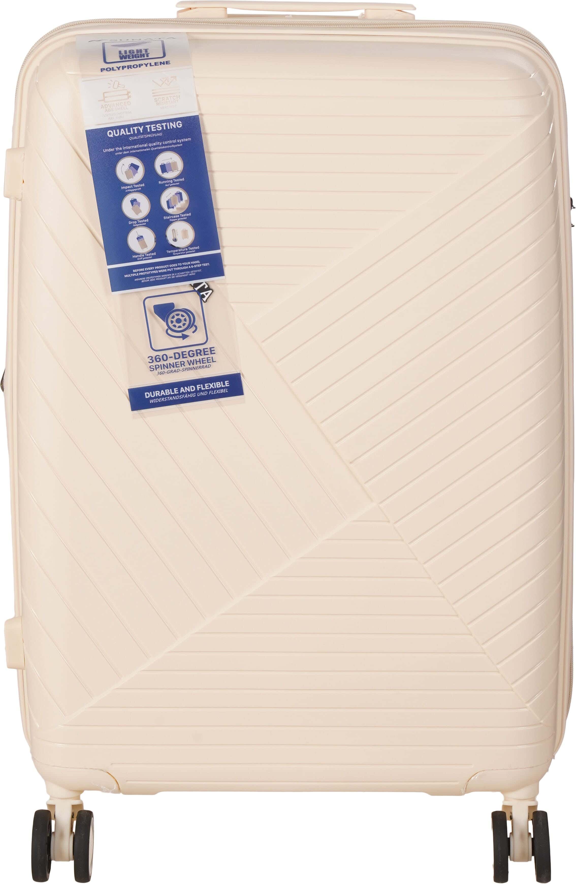 Sunata Silicone Trolley Suitcase, 25 inches, 6 zippers, Digital lock - Beige