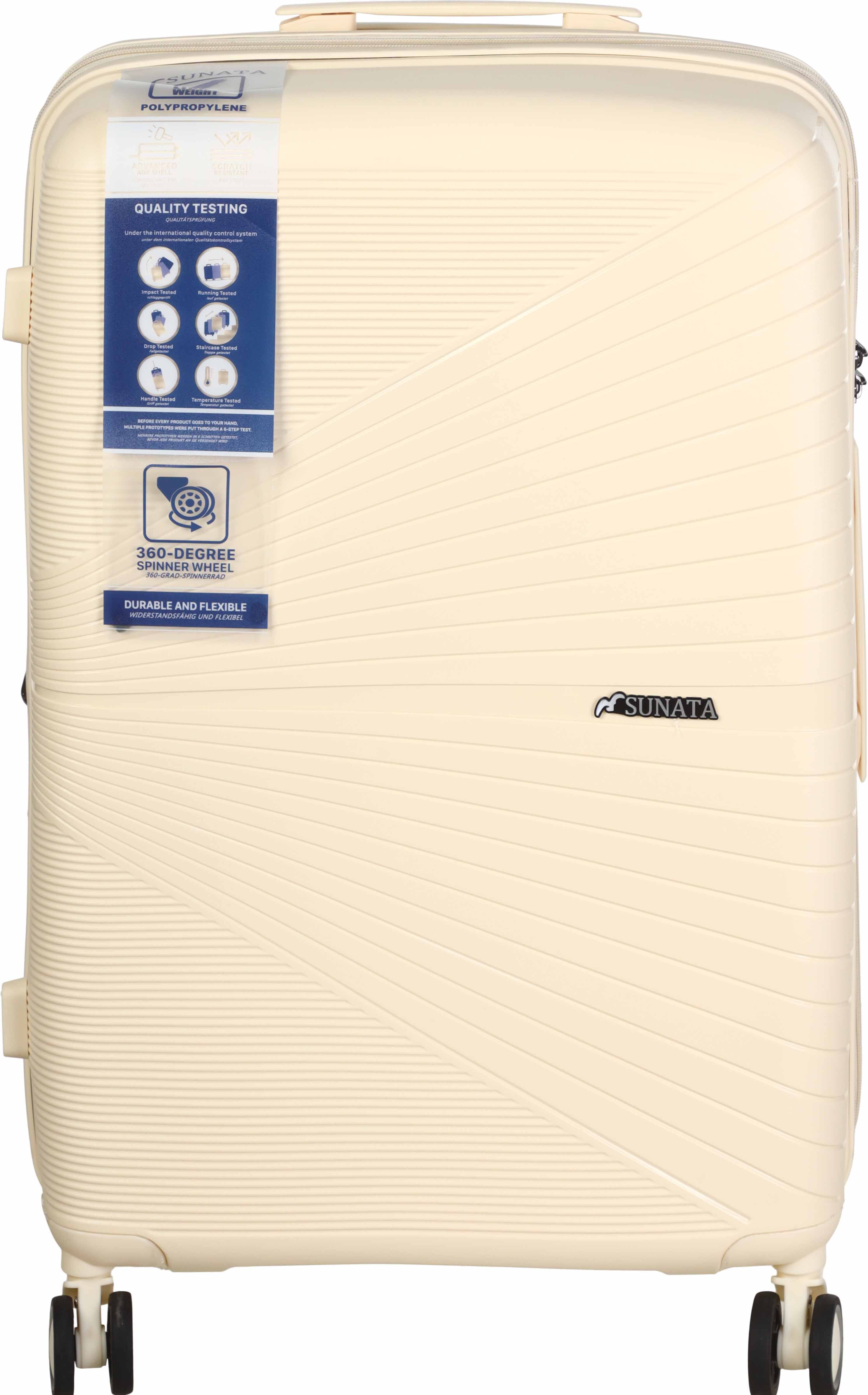 Sunata Silicone Luggage Trolley Bags, 26 inches, 6 zippers, Digital lock - Beige