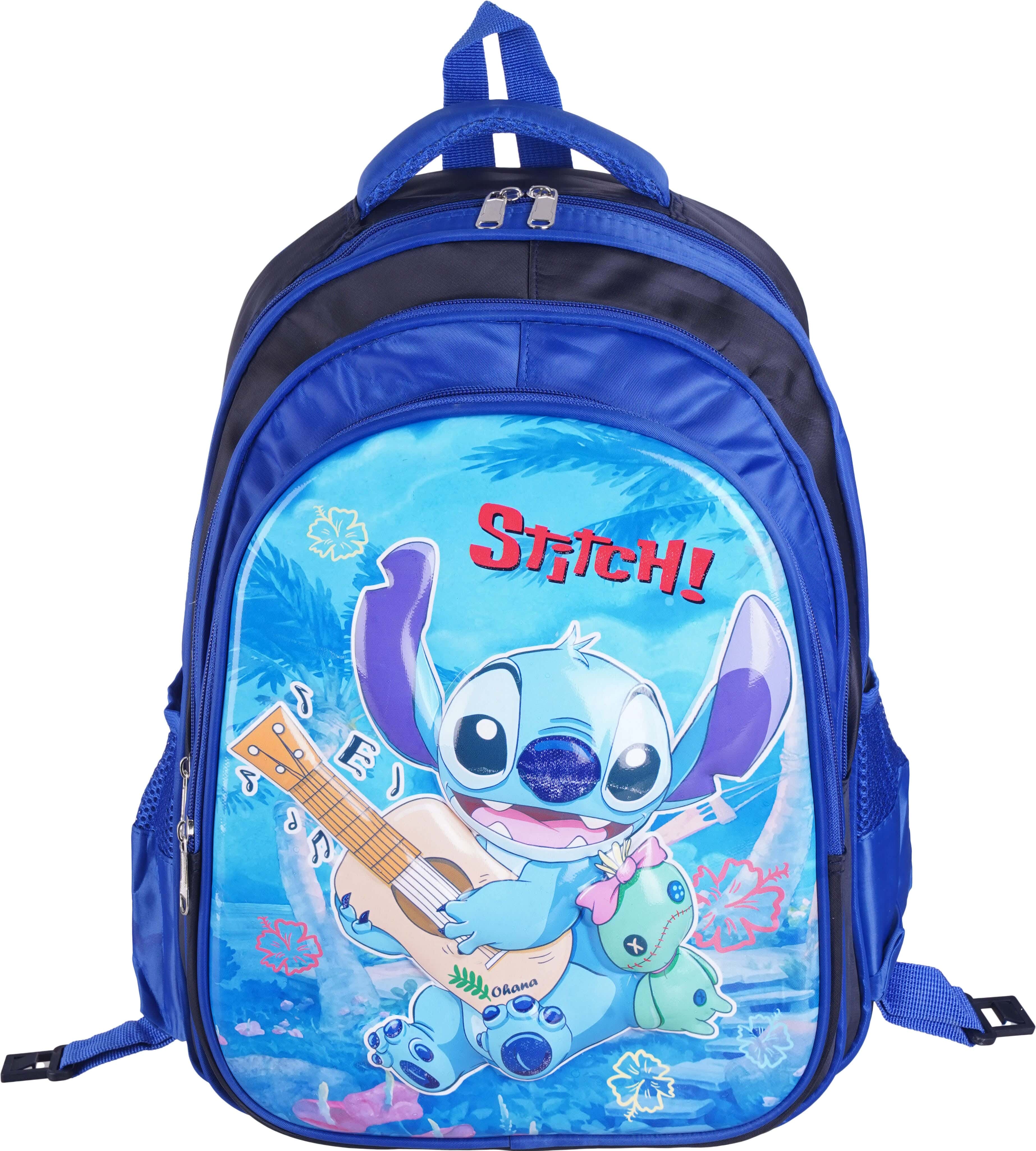 waterproof 3D school backpack for boys, 16 inches, 3 zippers - Blue Black