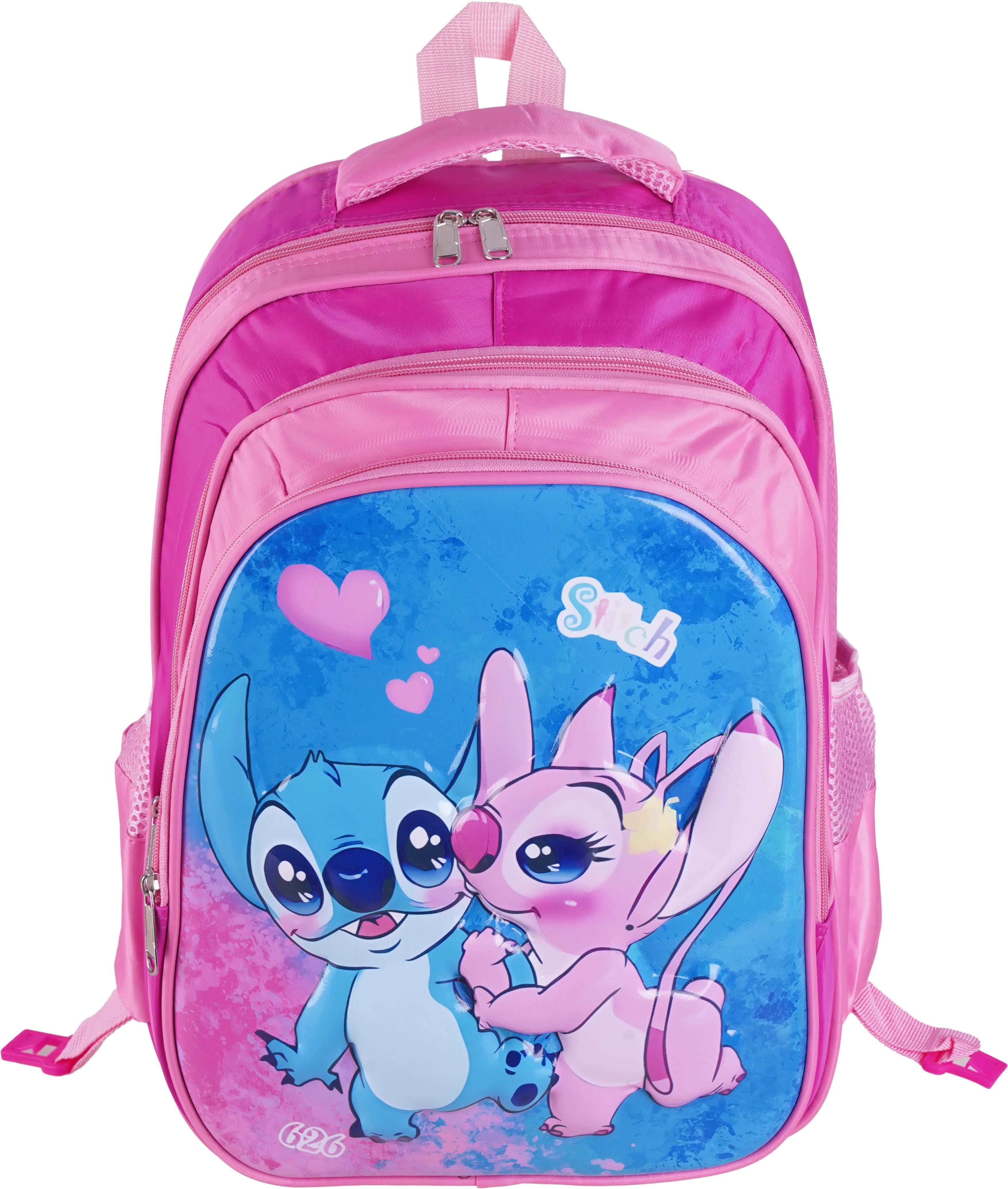 Waterproof School Bag for Girls, 3D, 16 Inch, 3 Zippers - Pink Blue