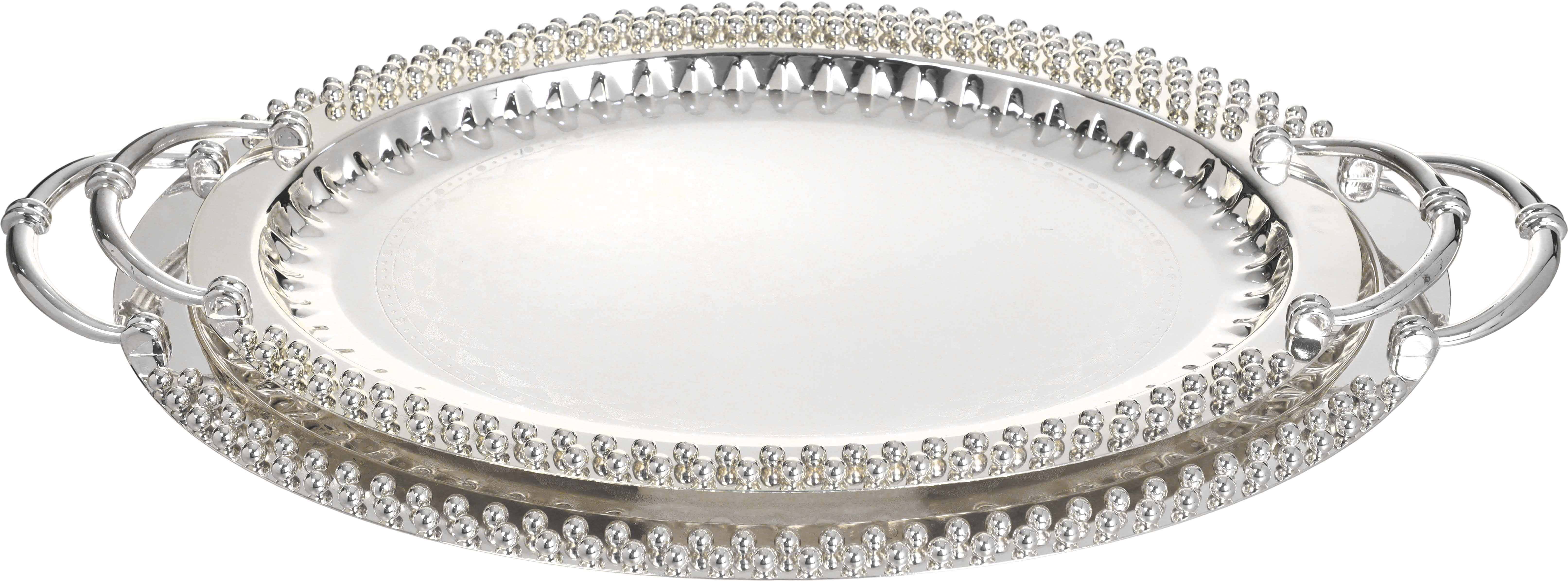 Danata Stainless Steel Serving Tray Set, 2 Pieces - Silver