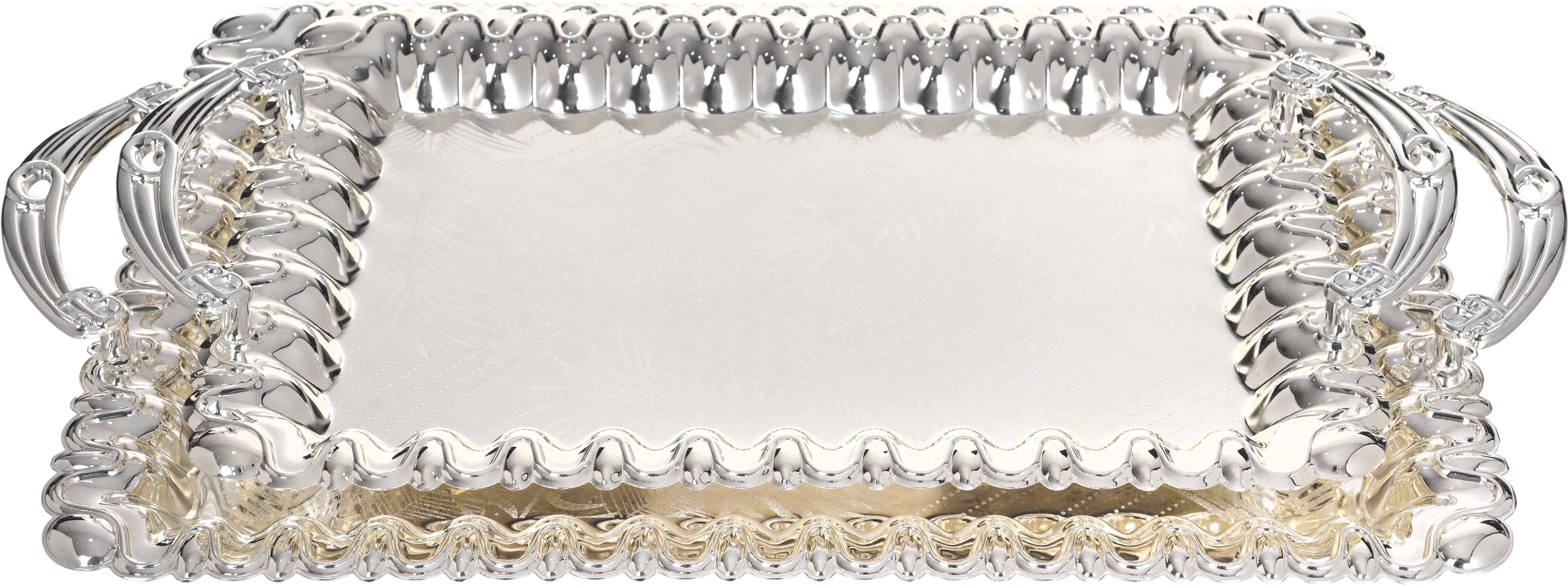 Danata Stainless Steel Serving Tray Set, 2 Pieces - Silver