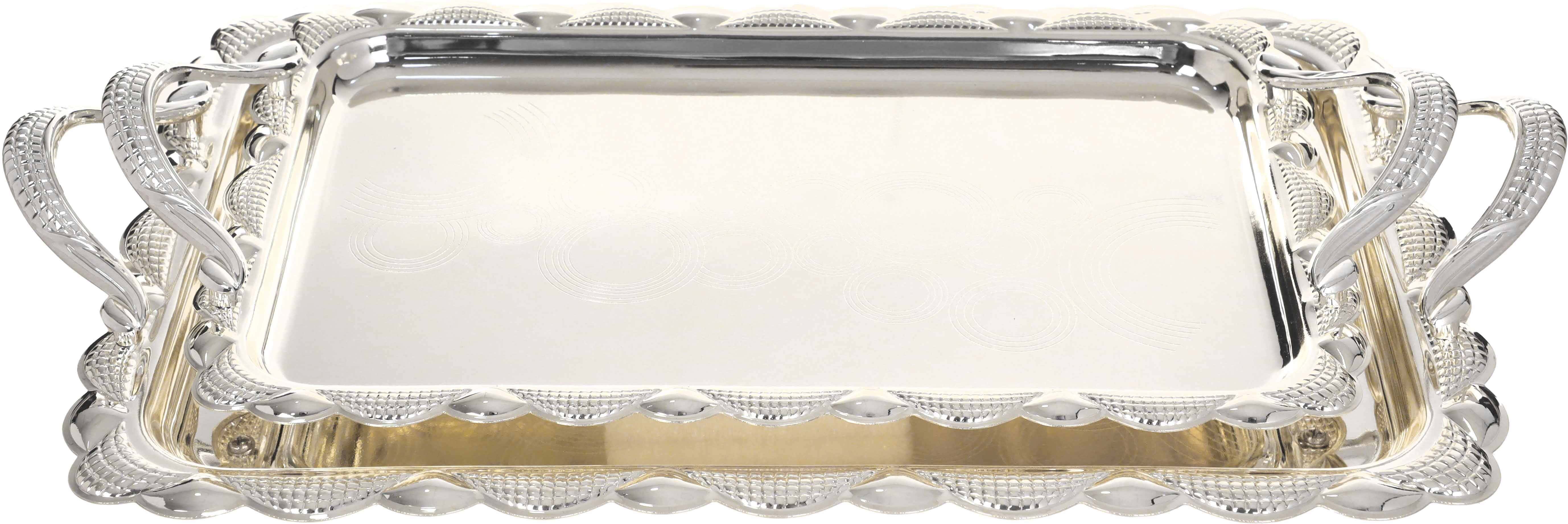 Danata Stainless Steel Serving Tray Set, 2 Pieces - Silver