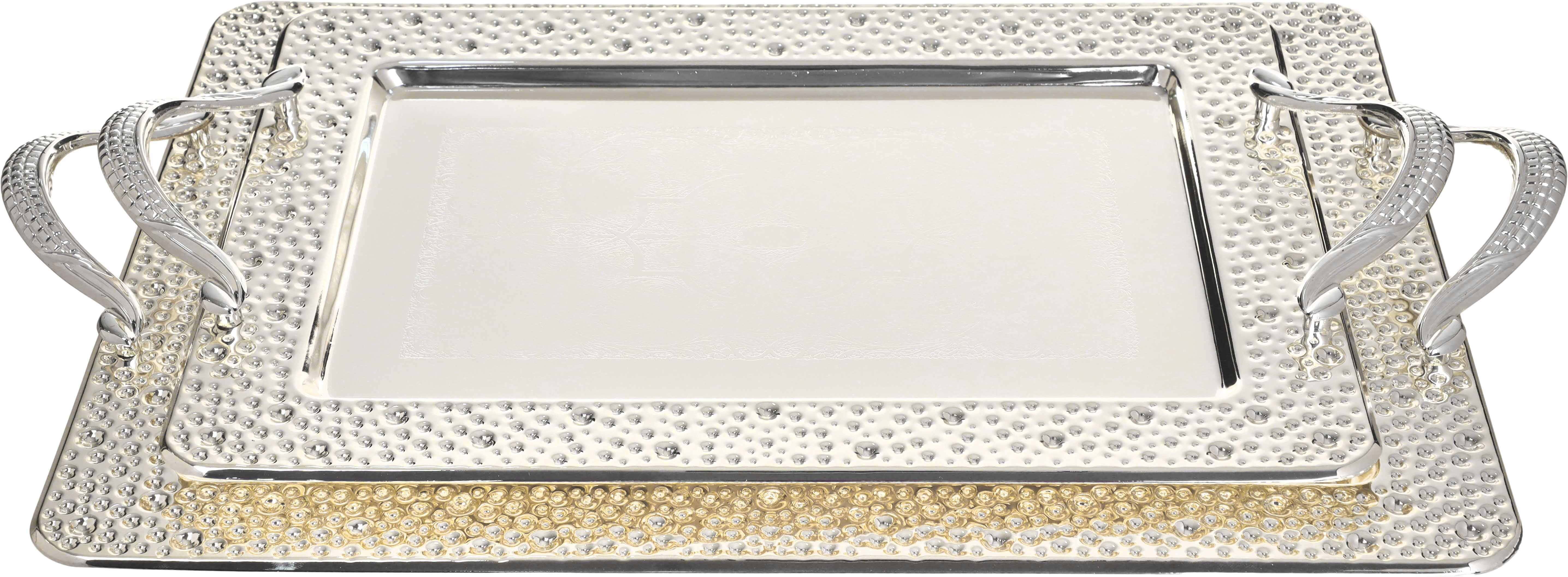 Danata Stainless Steel Serving Tray Set, 2 Pieces - Silver