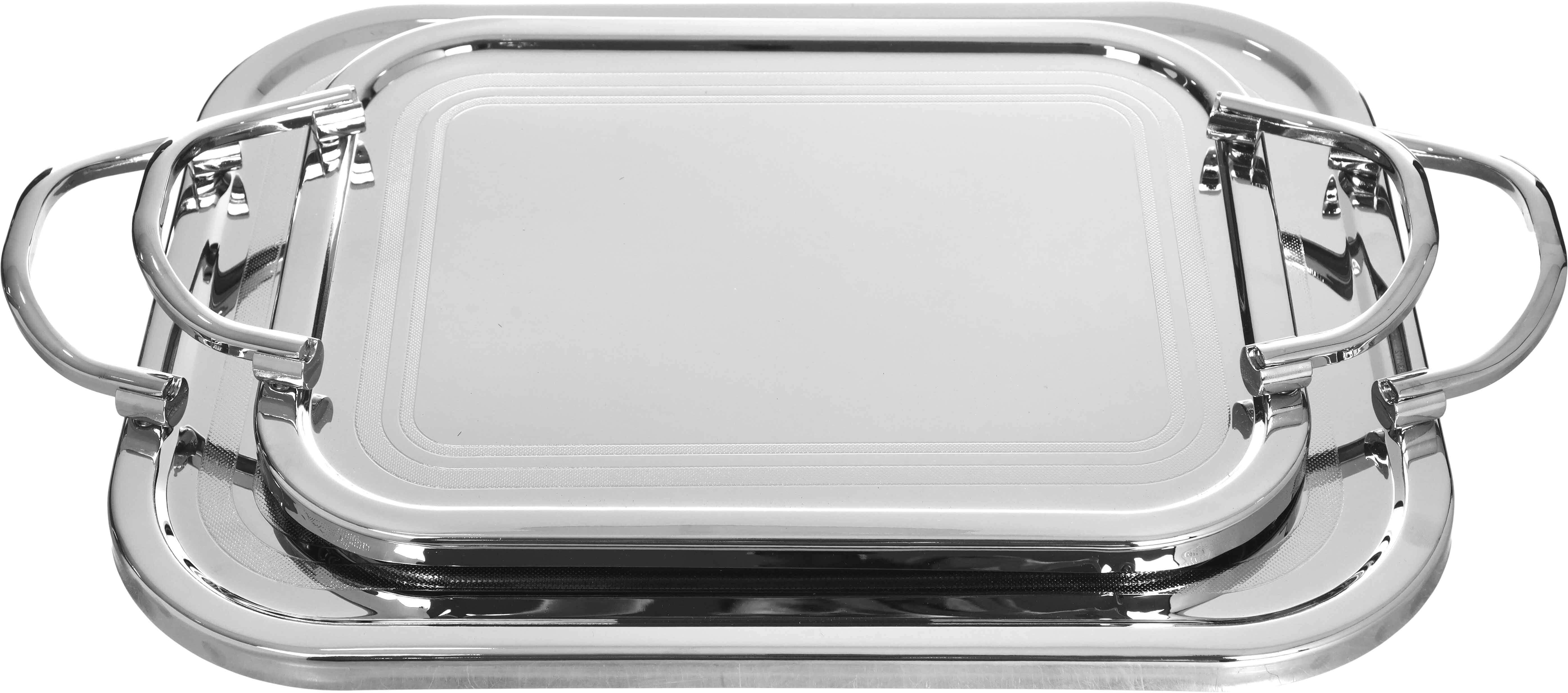 Danata Stainless Steel Serving Tray Set, 2 Pieces - Silver