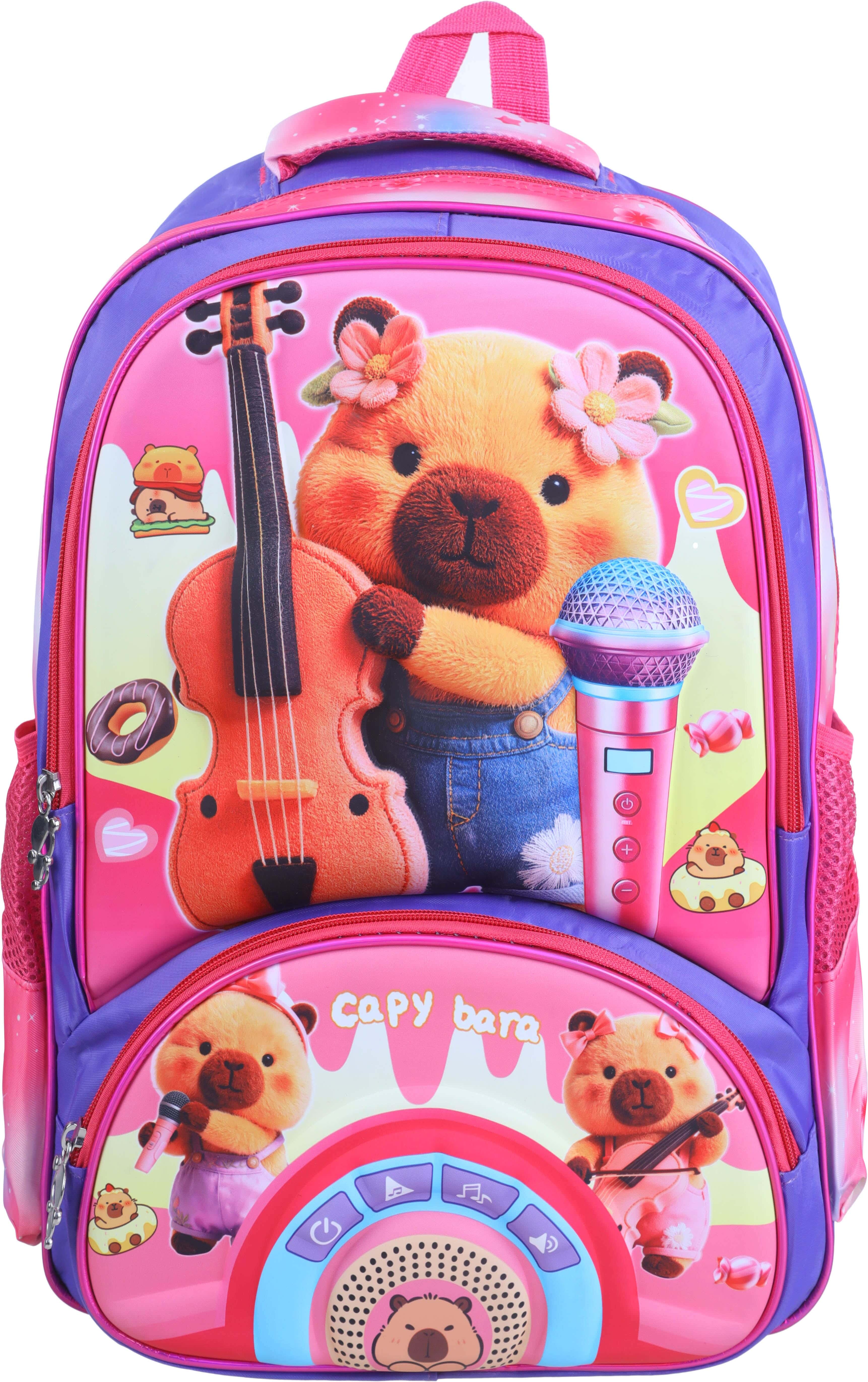3D Waterproof School Backpack for Girls, 18 Inch, 3 Zippers - Multicolor