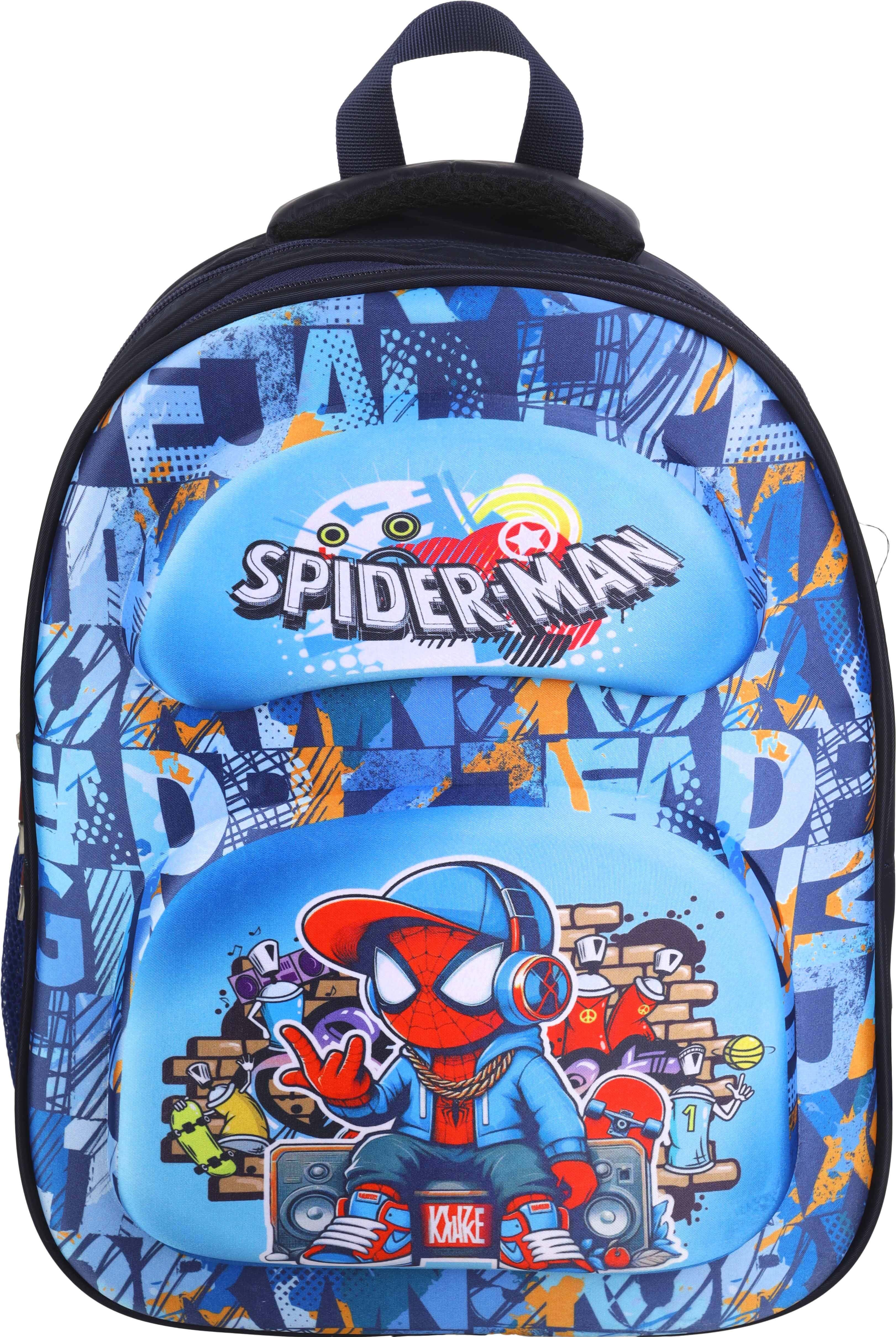 3D waterproof school backpack for boys, 14 inches, 2 zippers - Multicolor