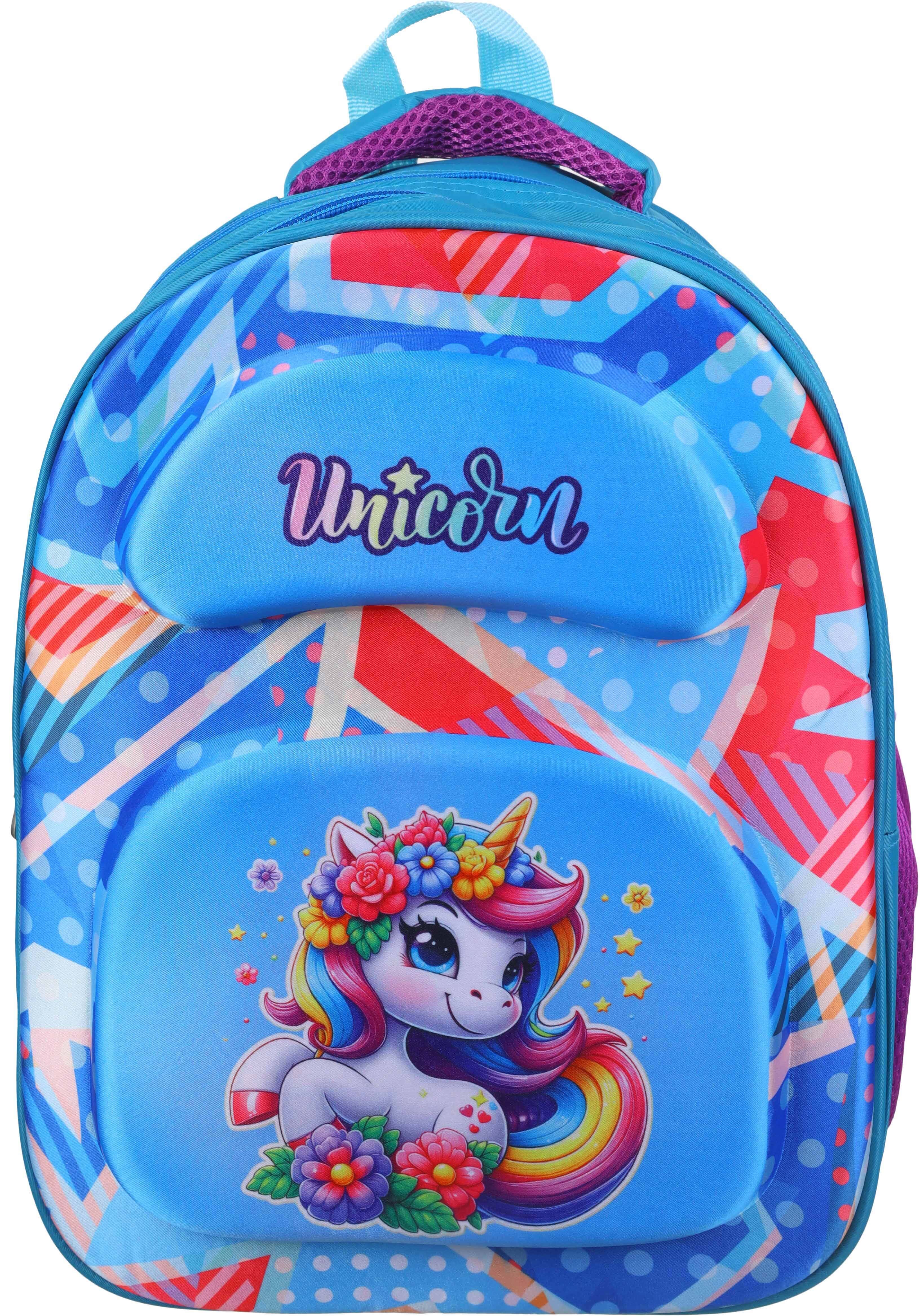 Waterproof School Bag for Girls, 2D, 14 Inch, 2 Zippers - Multicolor