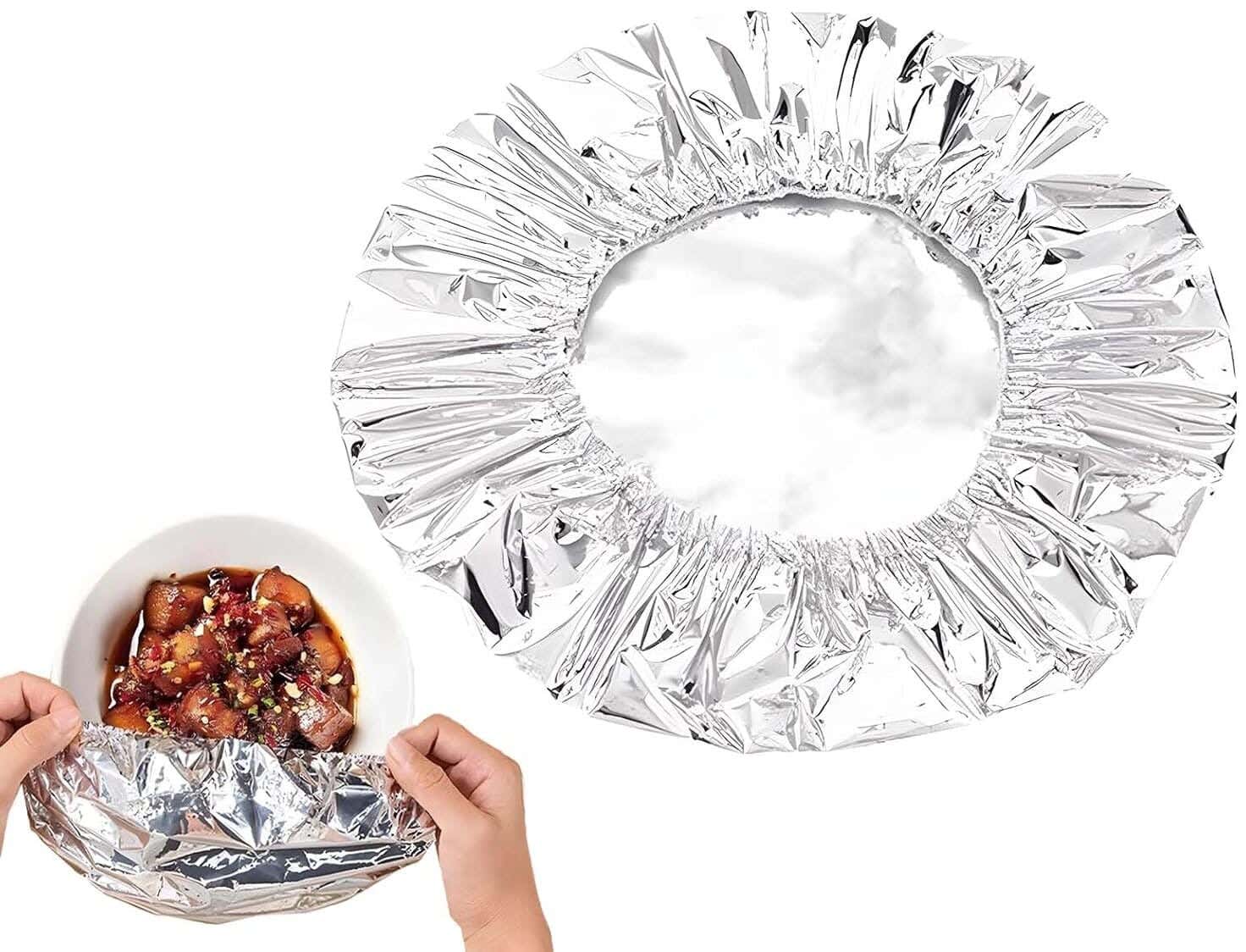 Aluminum Foil Stretch Plats Cover Set, 10 Piece, 22 cm - Silver