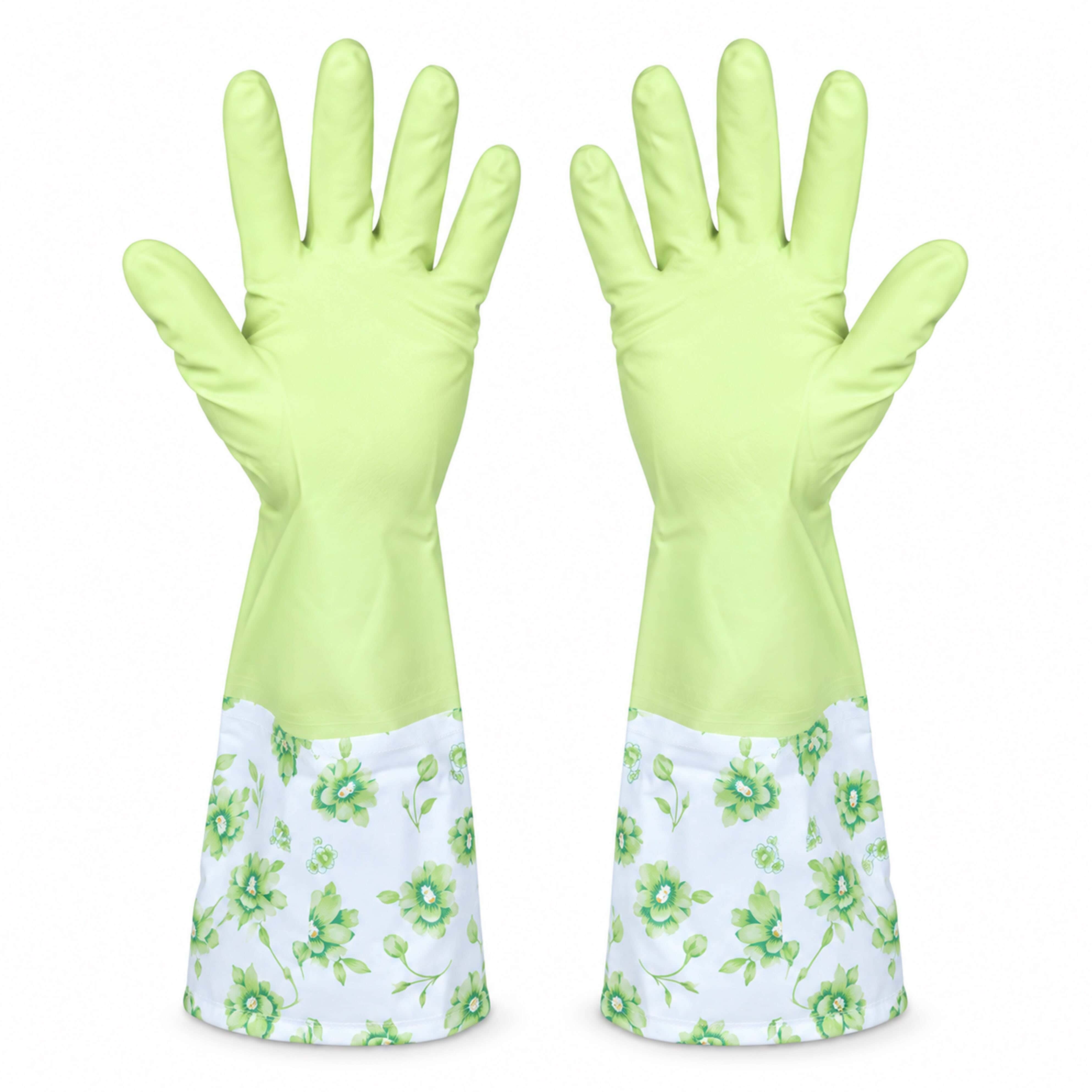 Leather Long Gloves with Elastic for Cleaning Pots, 2 pieces, 45 cm - Lemon
