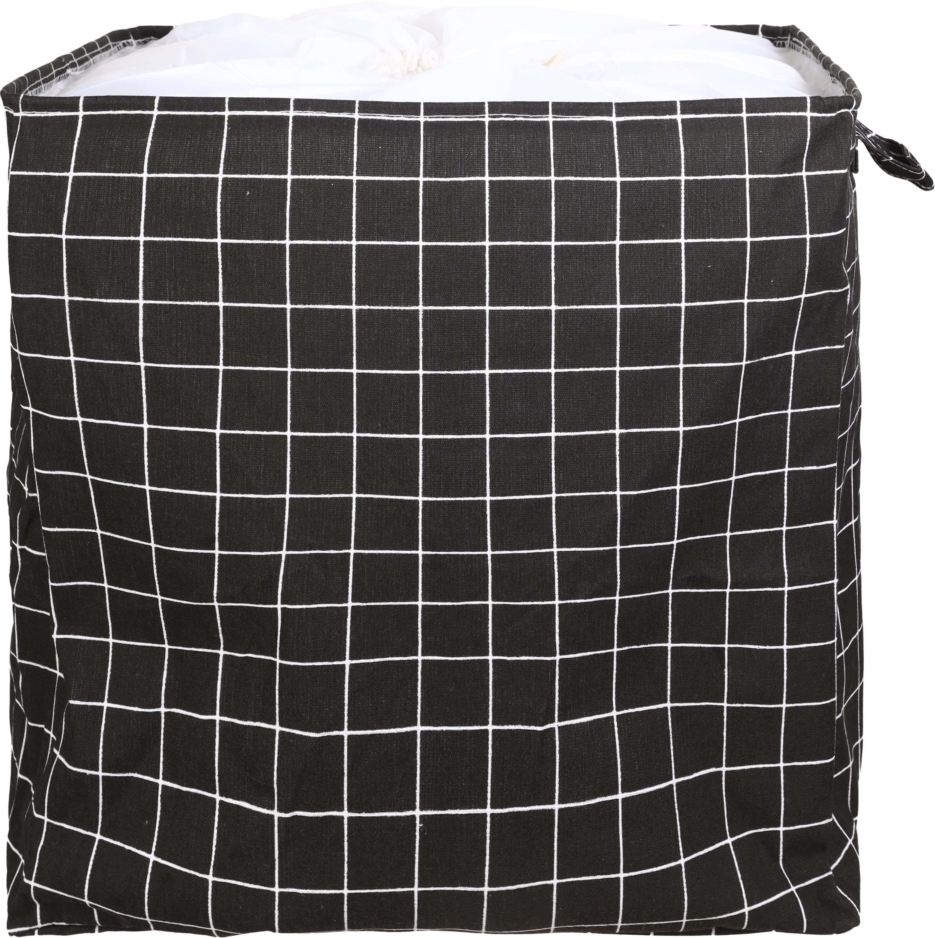 Fabric Laundry Basket, Foldable, 50×40 cm - Black White