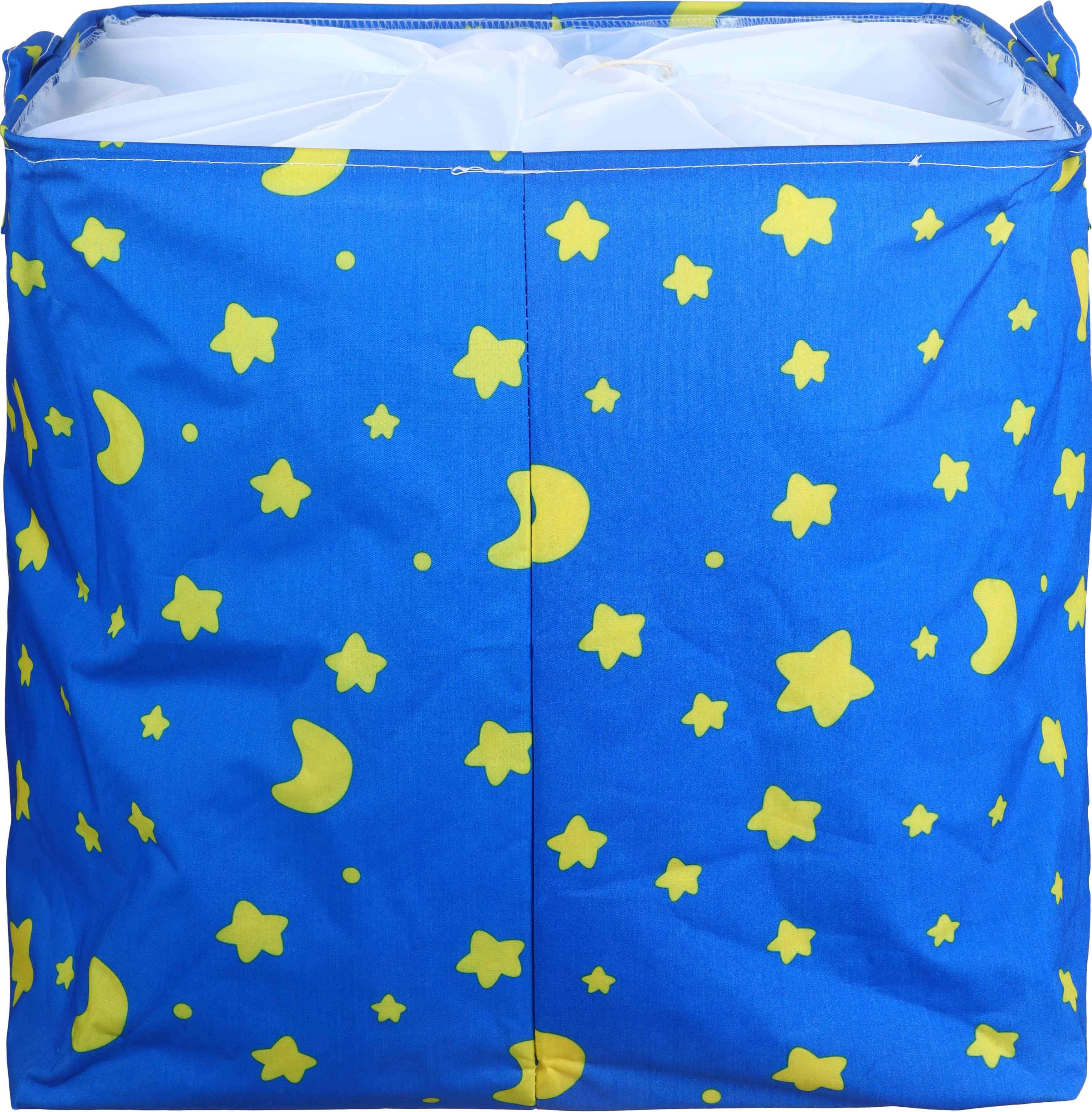 Fabric Laundry Basket, Foldable, 50×40 cm - Blue Yellow