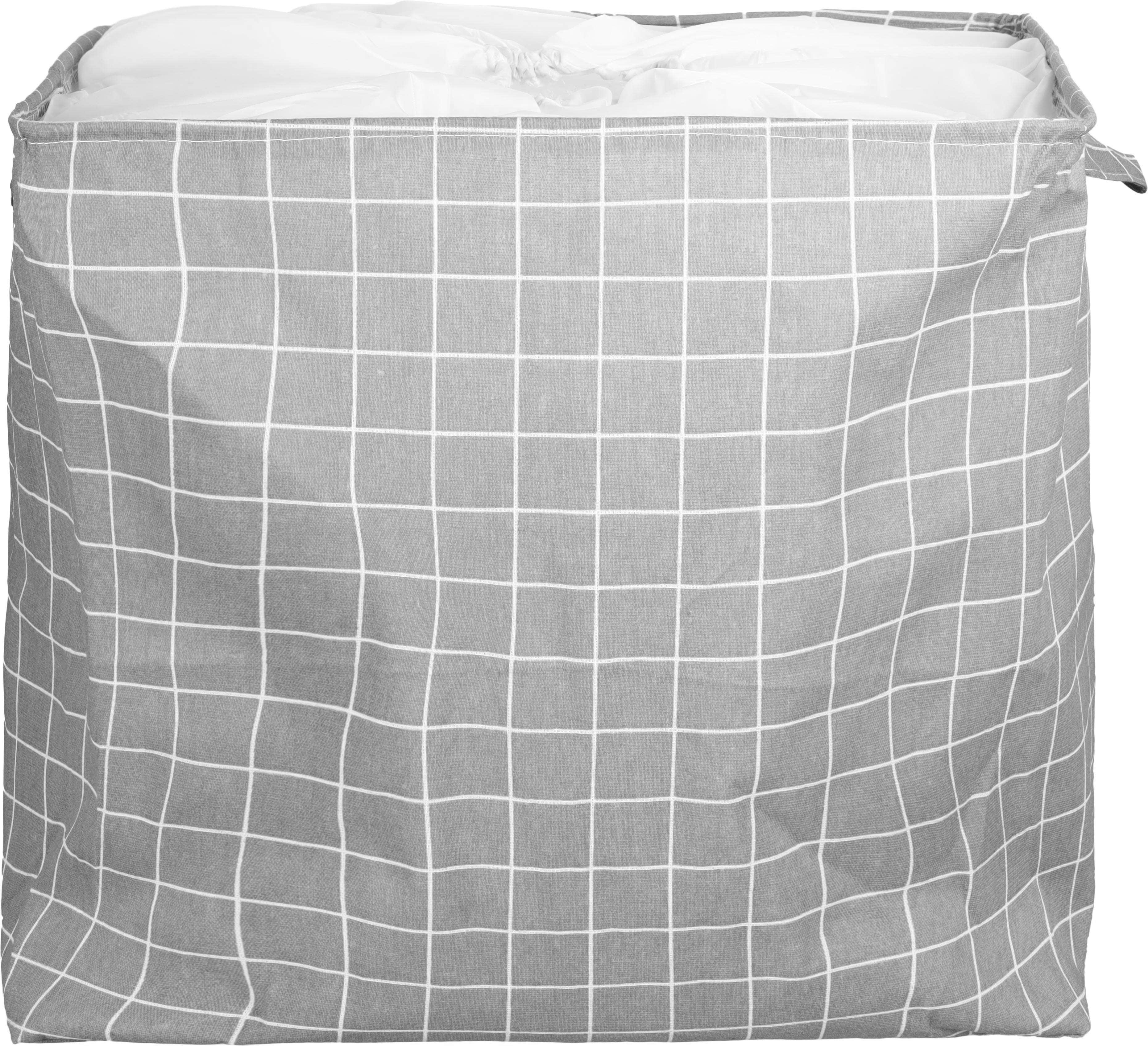 Fabric Laundry Basket, Foldable, 50×40 cm - Grey White