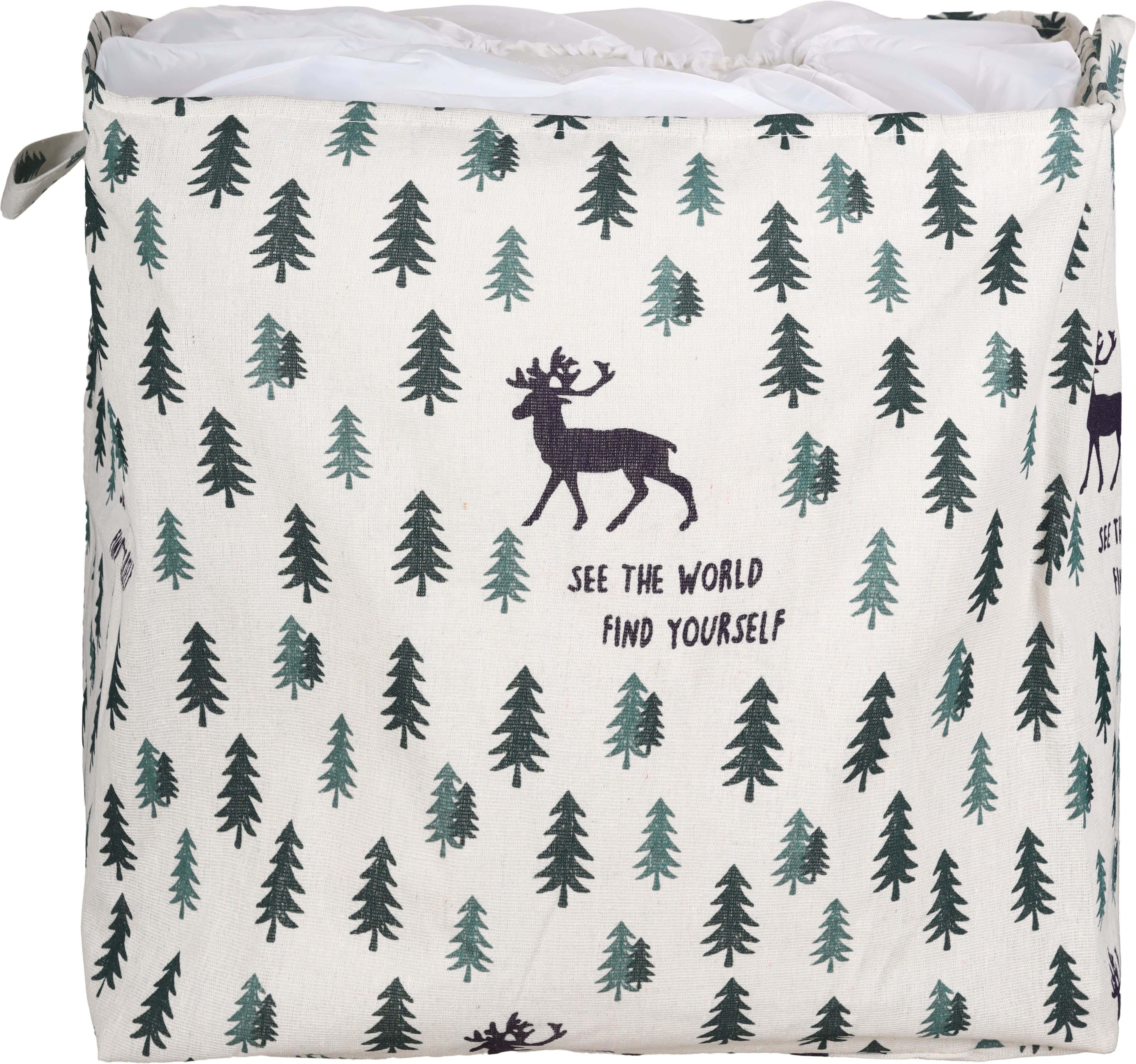 Fabric Laundry Basket, Foldable, 50×40 cm - Multicolor