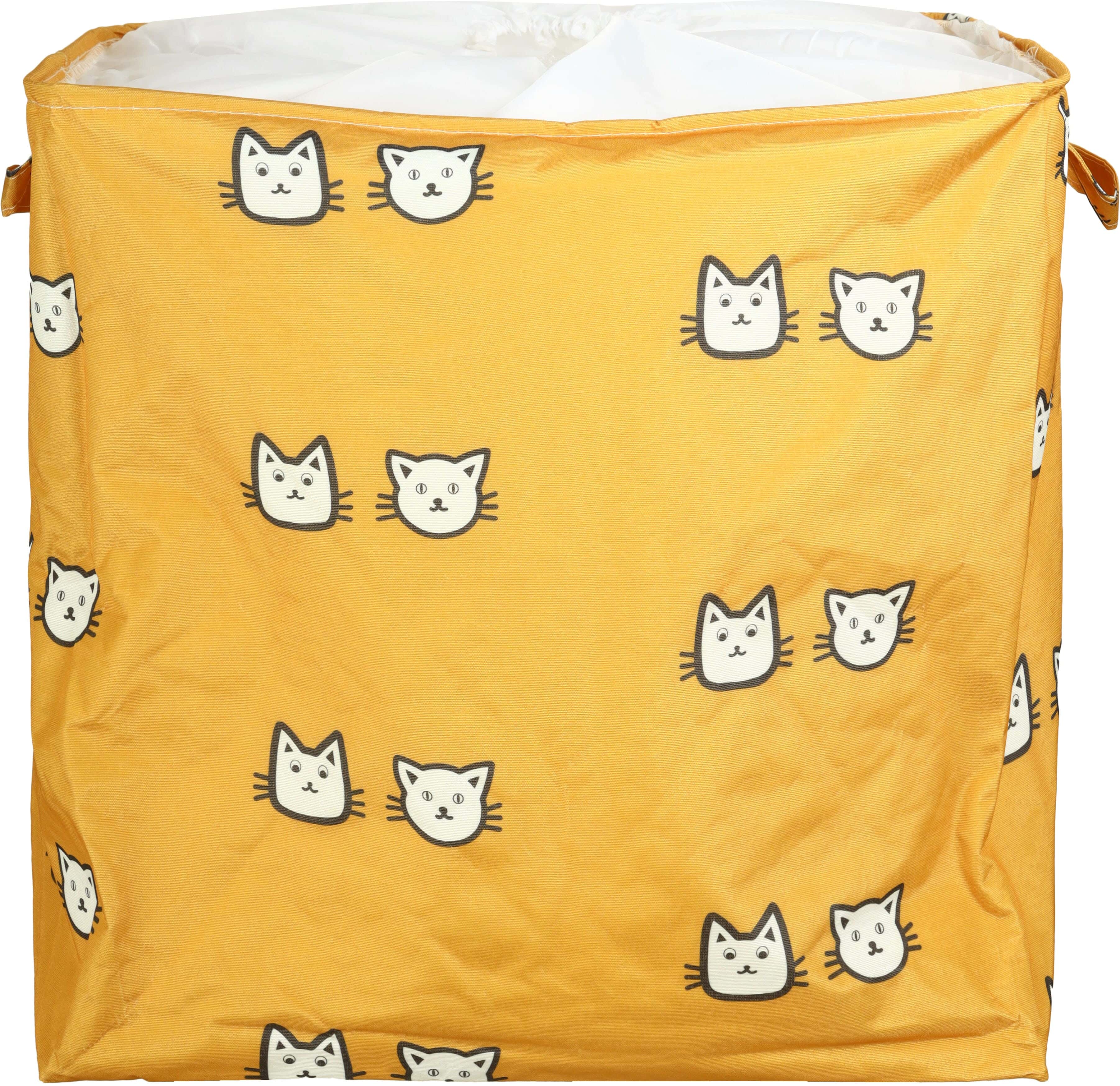 Fabric Laundry Basket, Foldable, 50×40 cm - Orange White