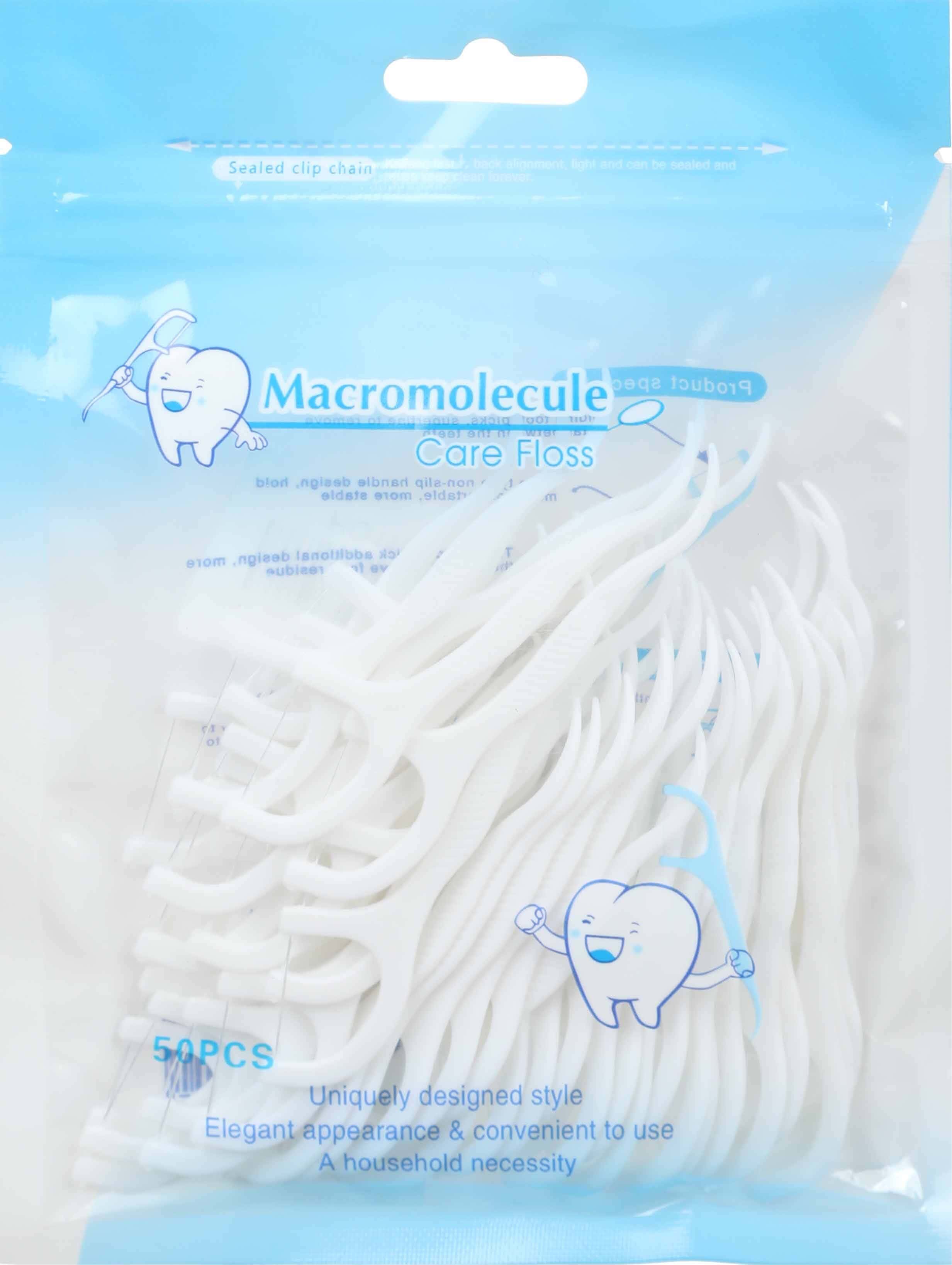 Plastic Dental Floss Picks Set, 50 Pieces, 7 cm - White