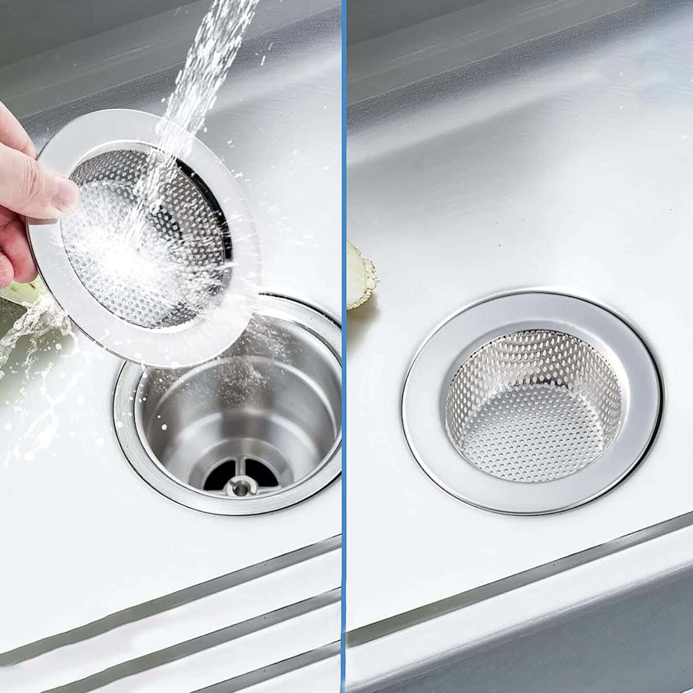 Stainless steel sink strainer, 11 cm - silver