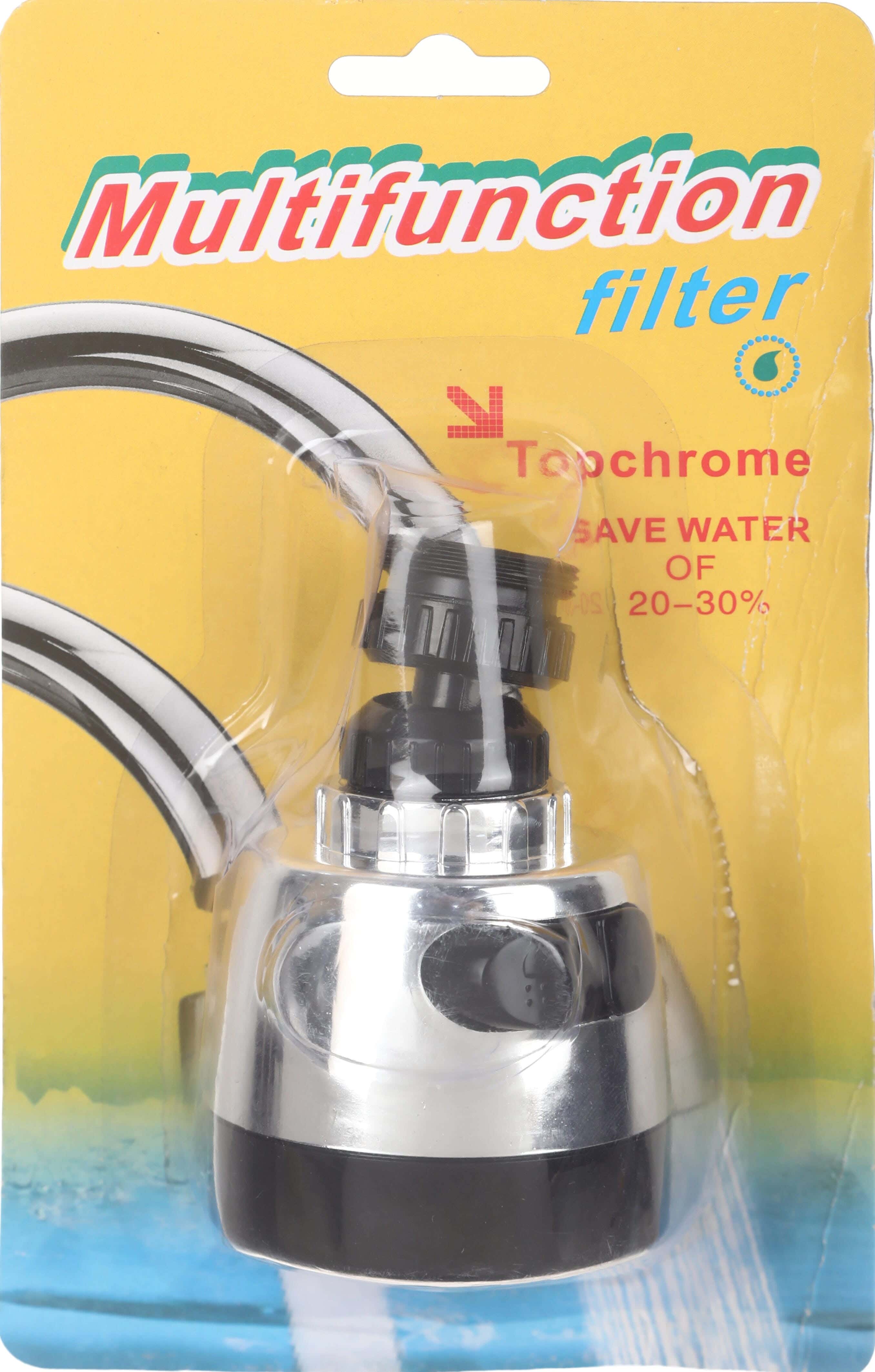 Tap Faucet Extender Chrome, 360-Degree Swivel, 11 cm - Silver Black