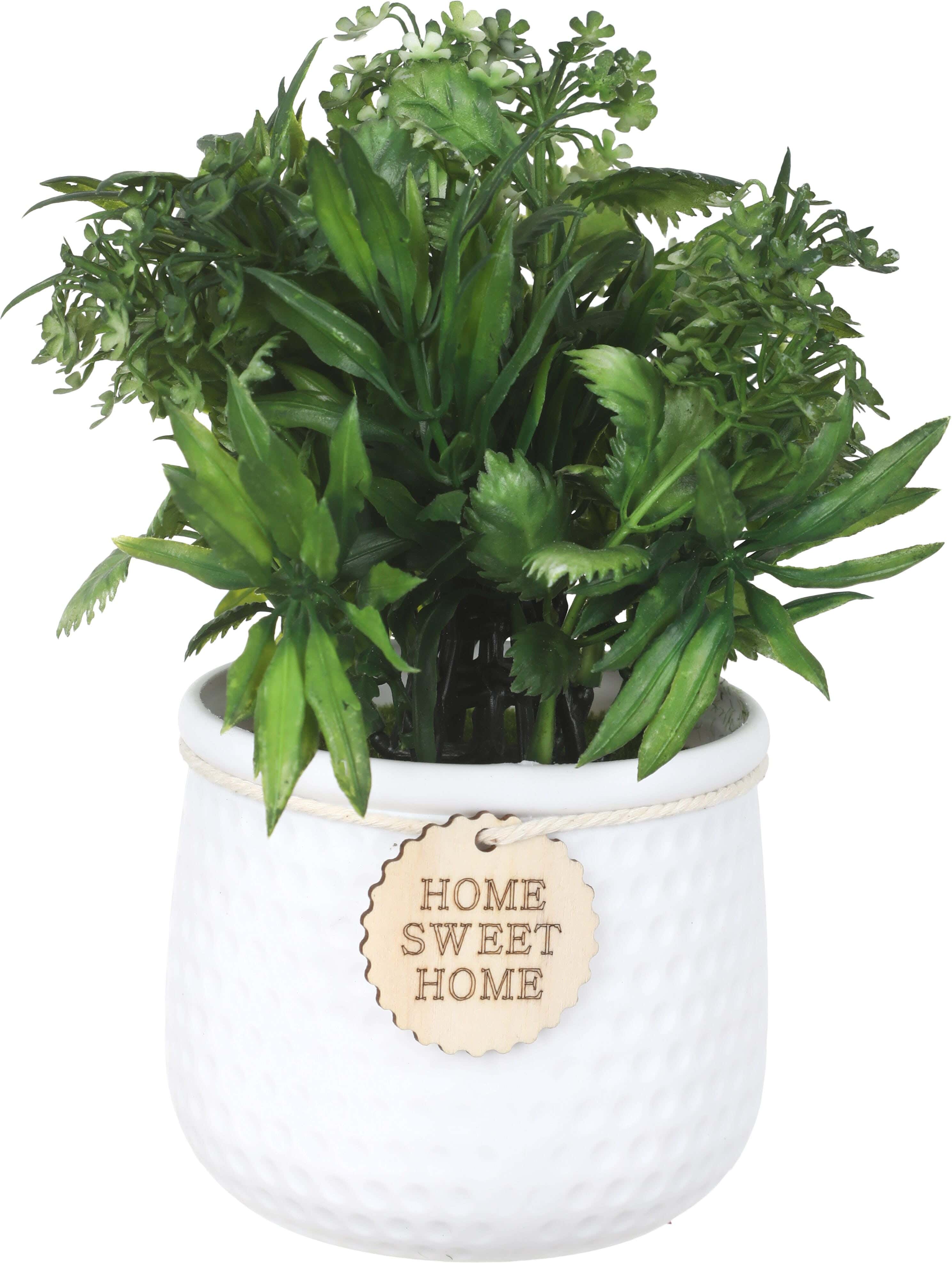 Plastic Artificial Flower Vase, 20×18 cm - White Green