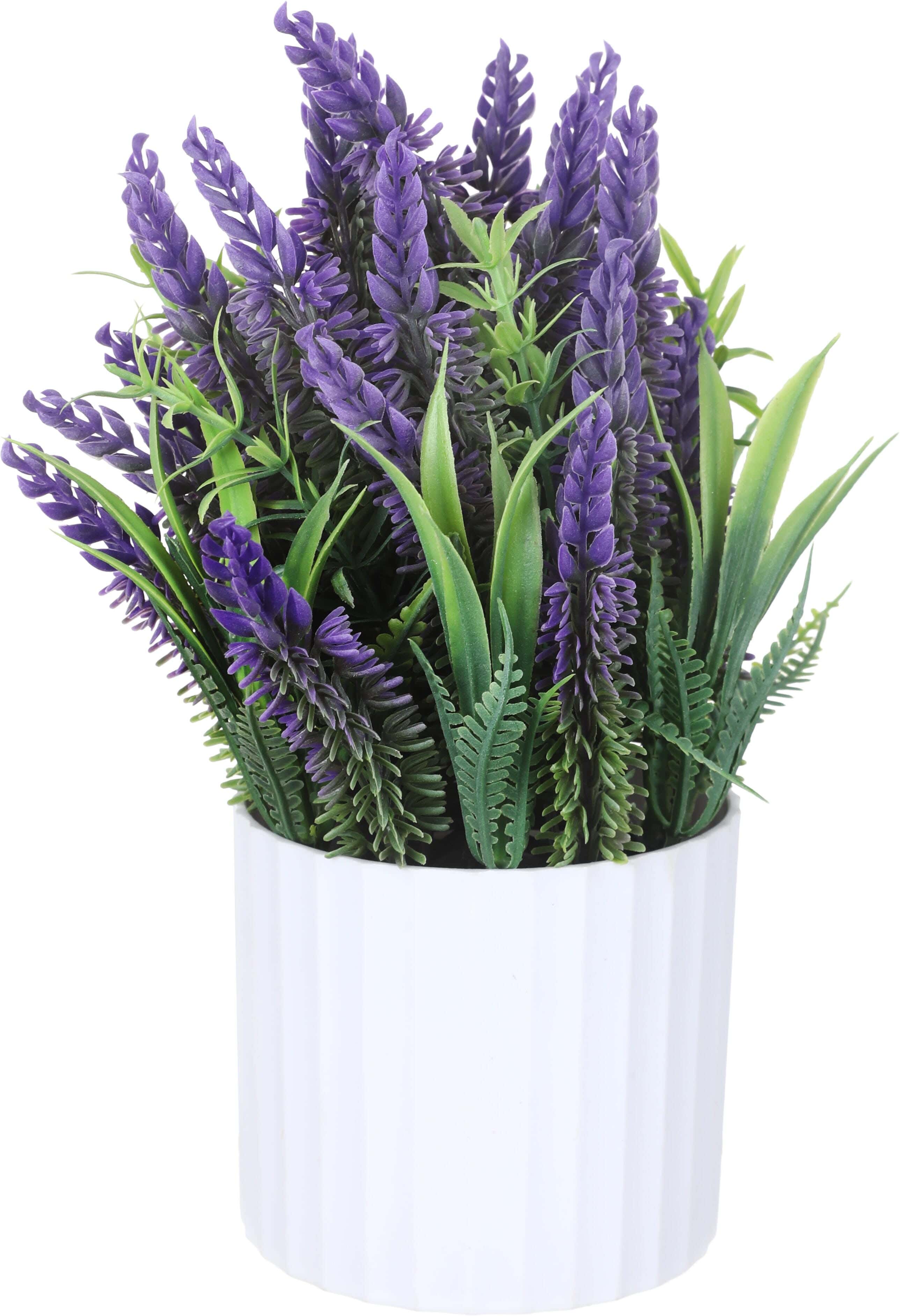 Plastic Artificial Flower Vase, 12×18 cm - White Purple