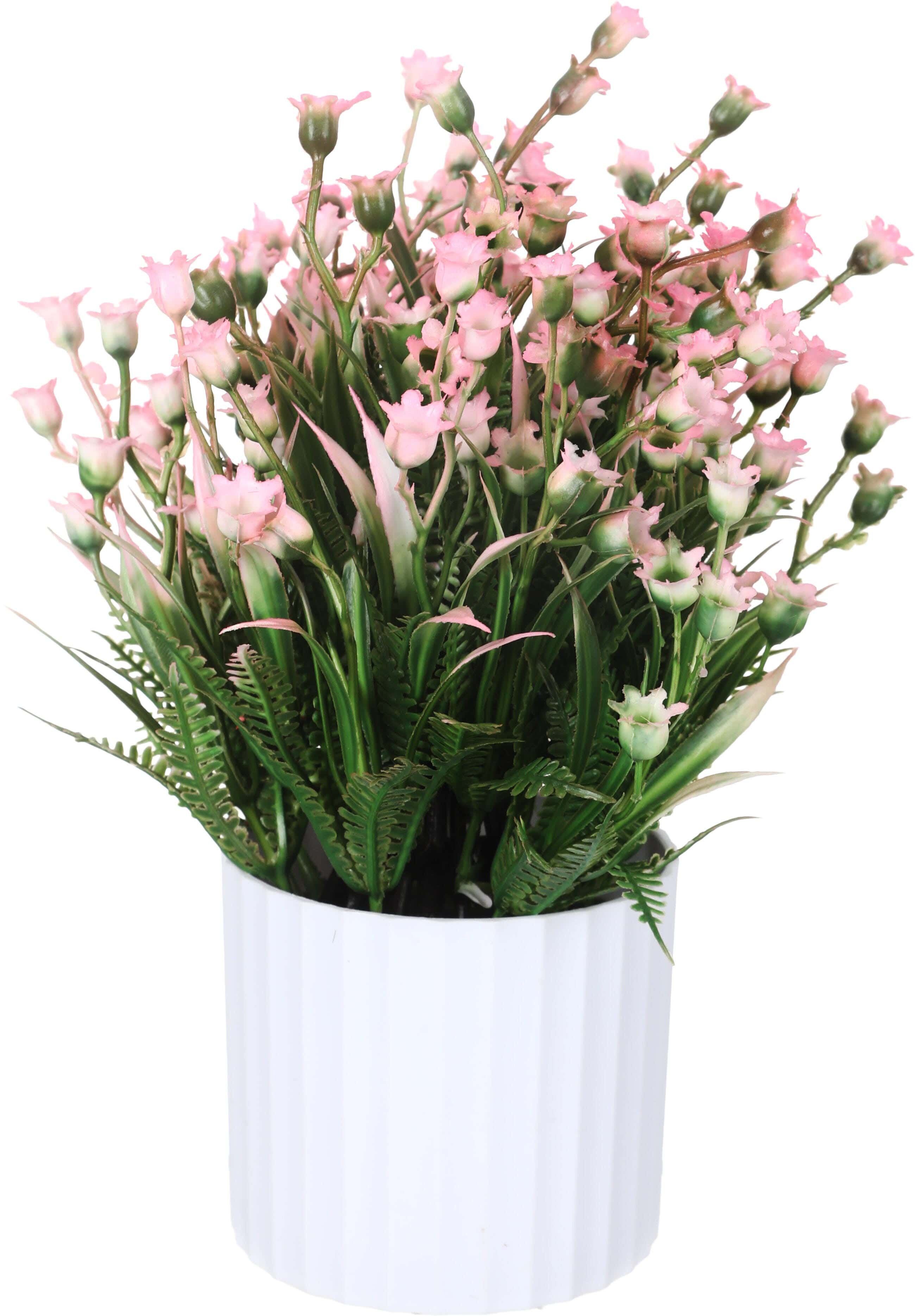 Plastic Artificial Flower Vase, 20×13 cm - White Rose