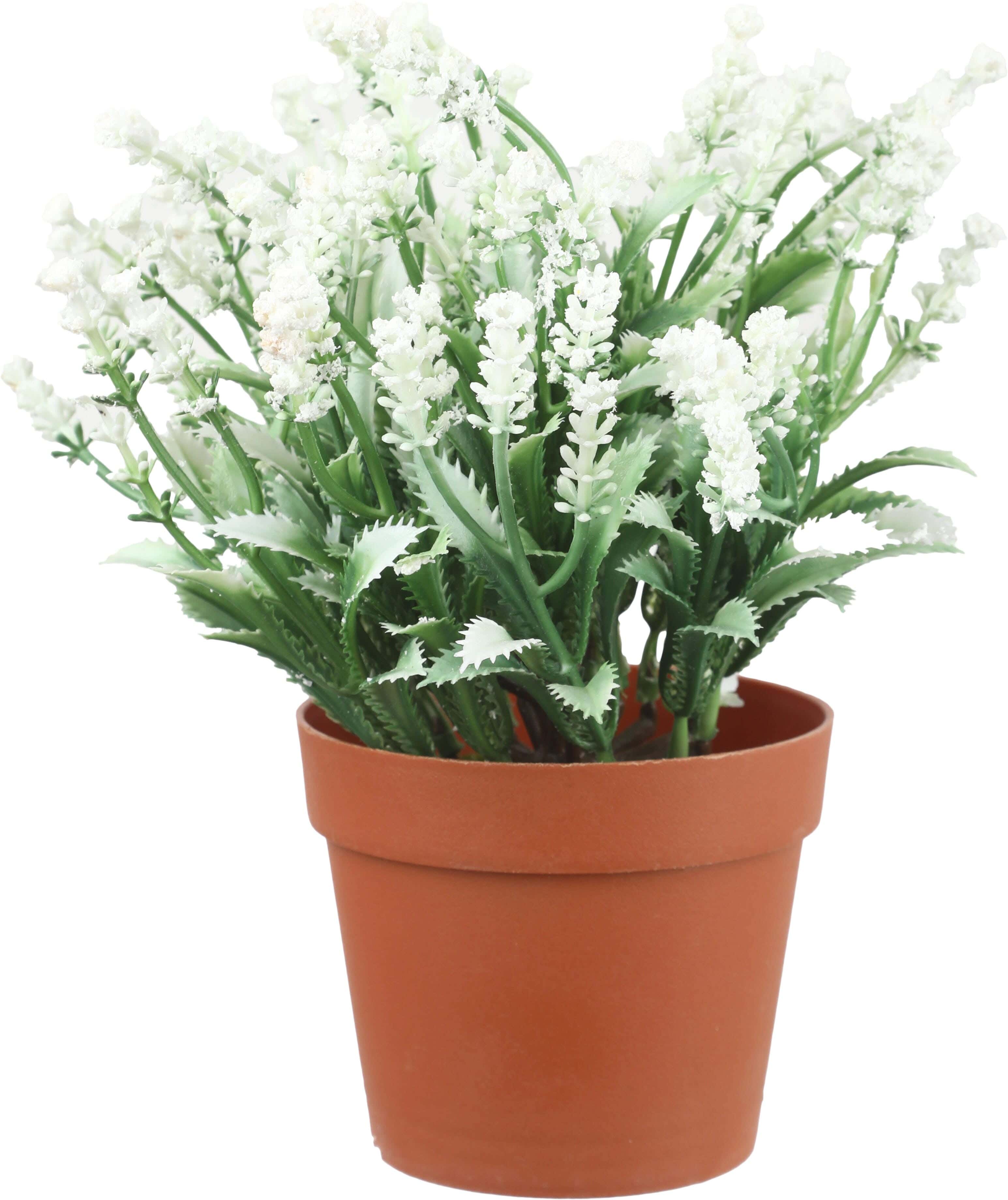 Plastic Artificial Flower Vase, 13×20 cm - Brown White