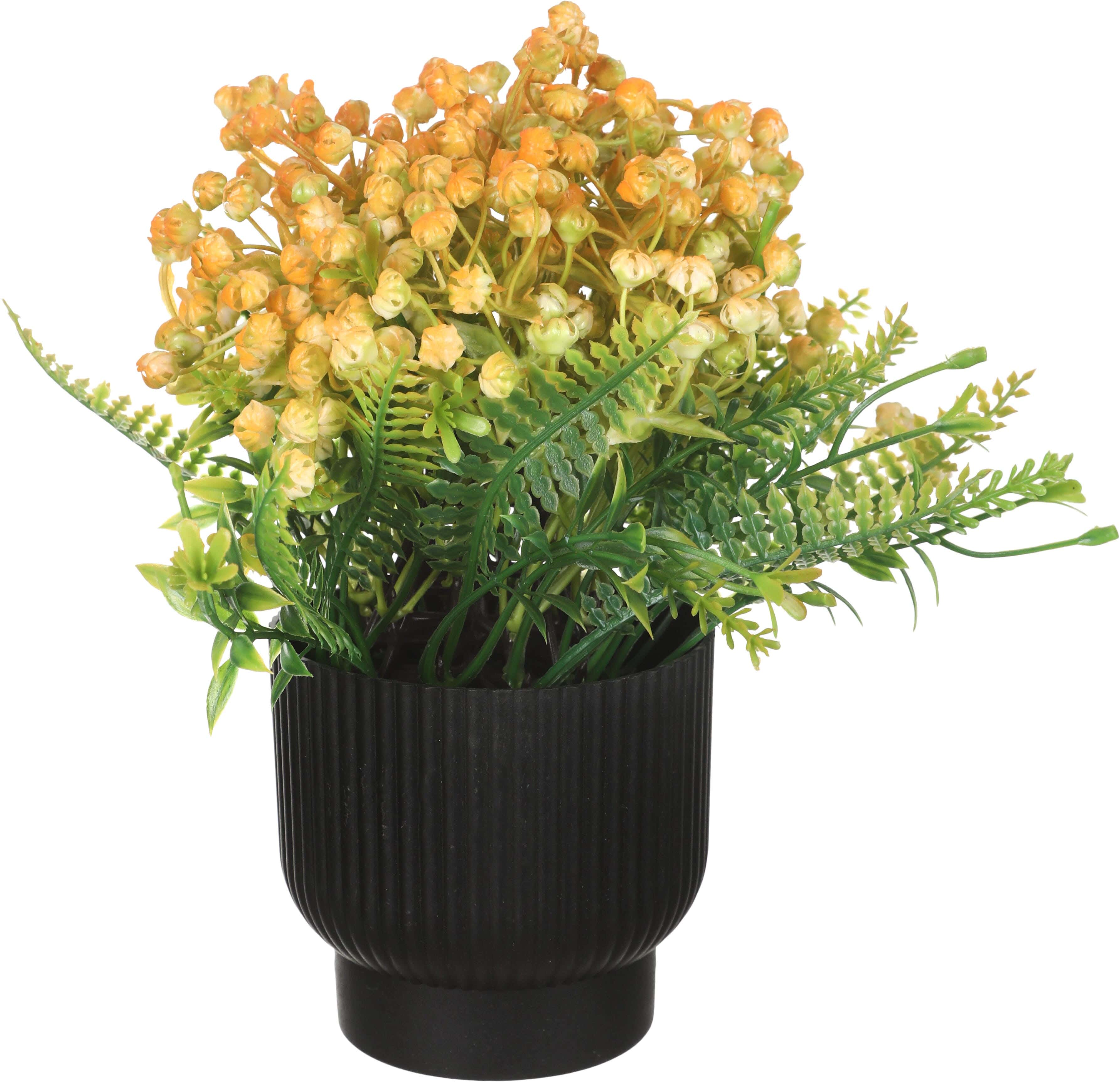 Plastic Artificial Flower Vase, 13×20 cm - Black Yellow
