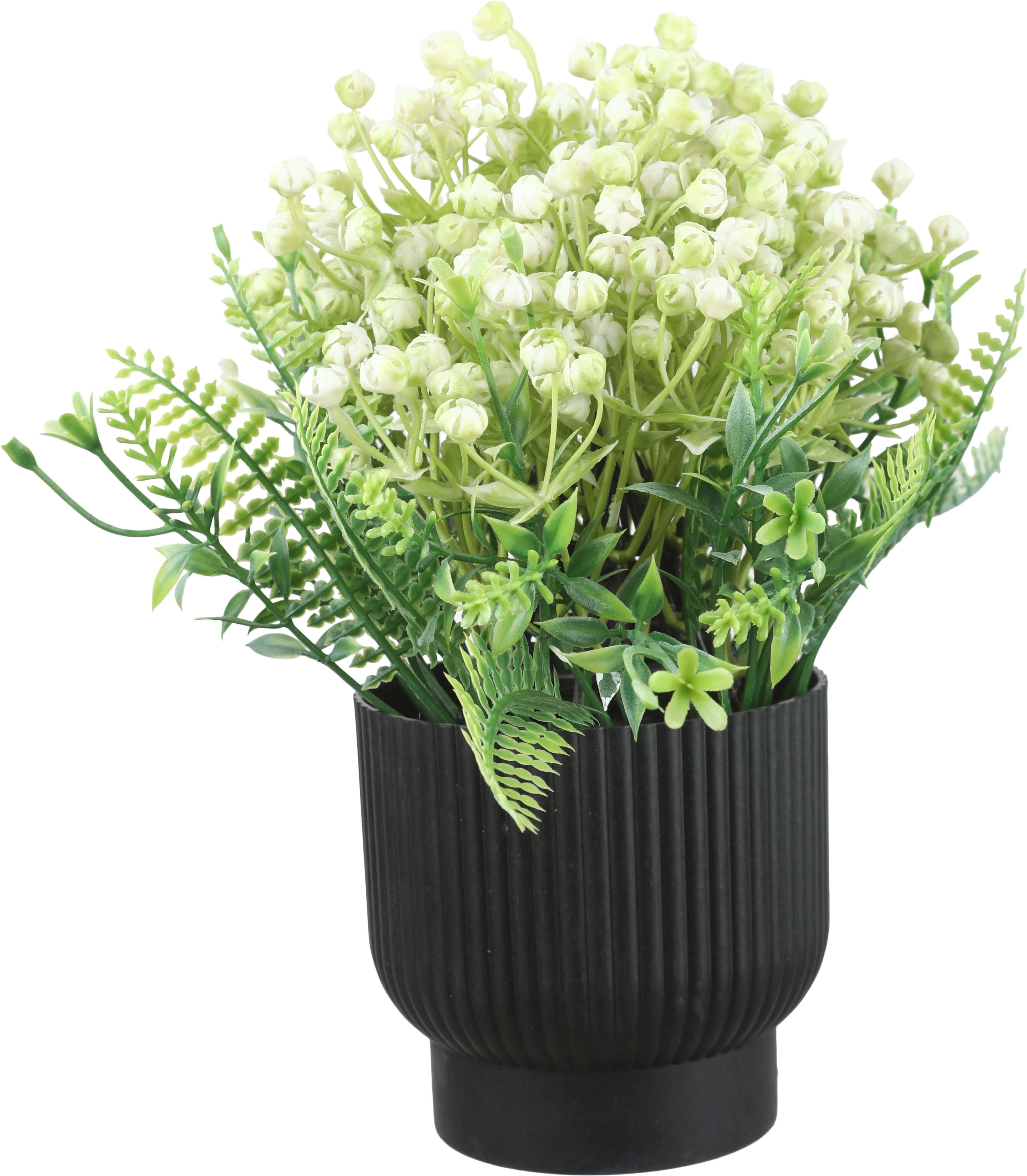 Plastic Artificial Flower Vase, 13×20 cm - Black Green