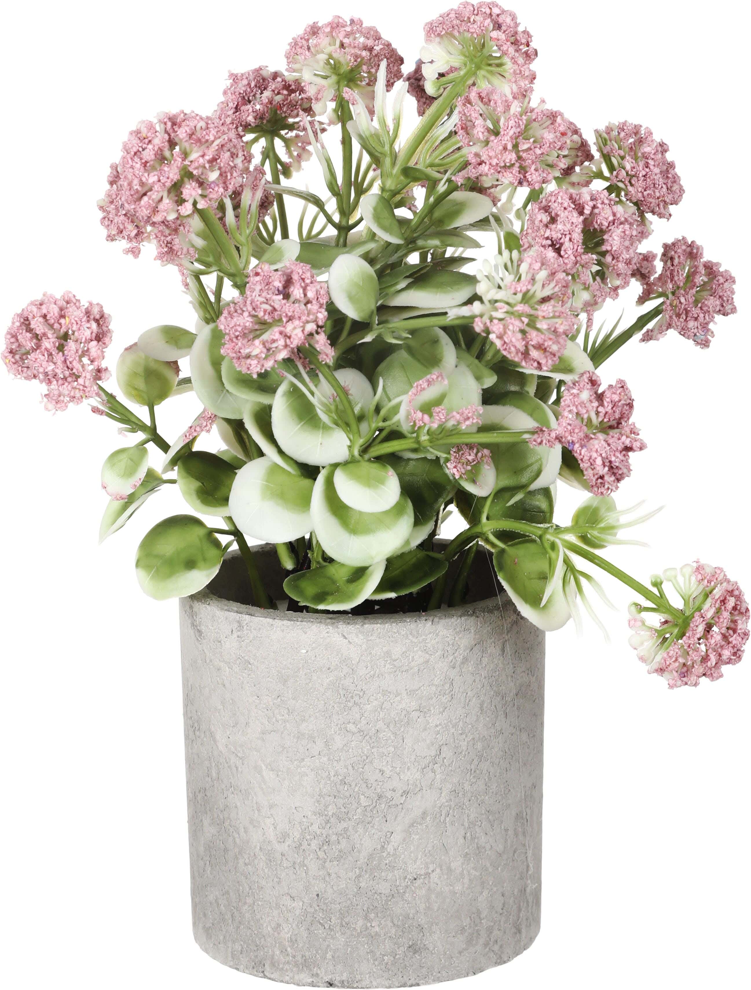 Pottery Artificial Flower Vase, 20×18 cm - Grey Rose