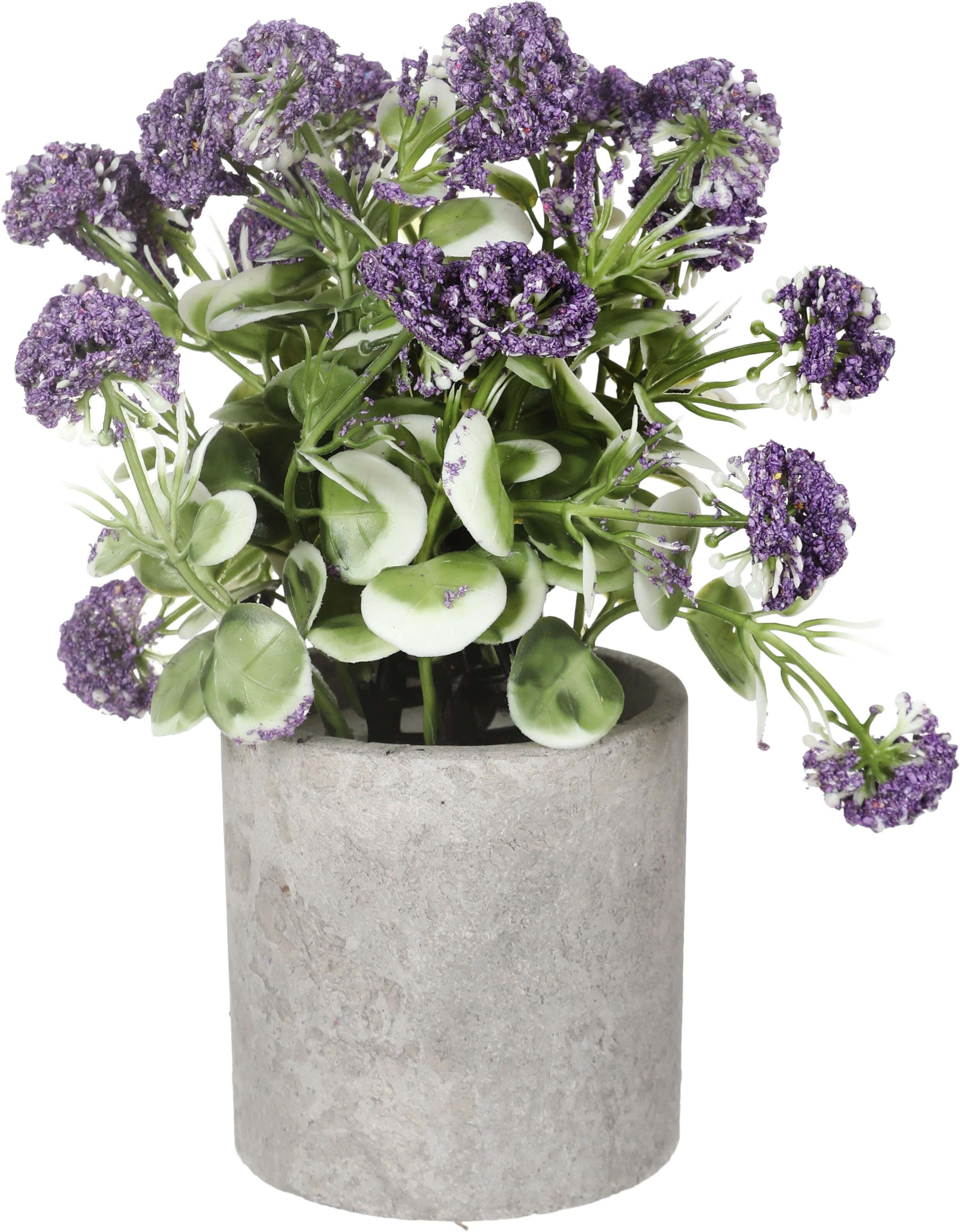 Pottery Artificial Flower Vase, 20×18 cm - Grey Purple