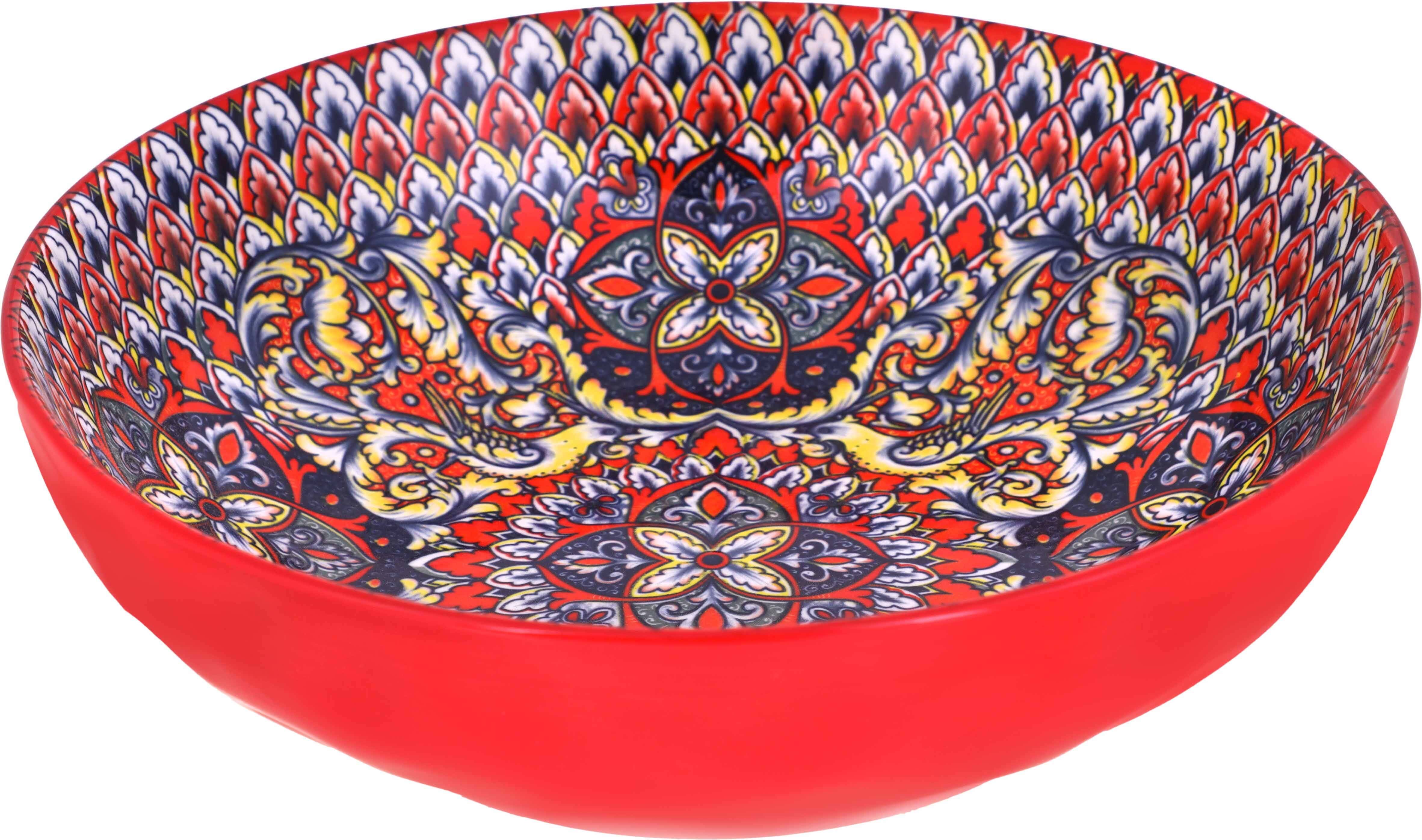 Porcelain Deep Round Plate, 26 cm - Multicolor