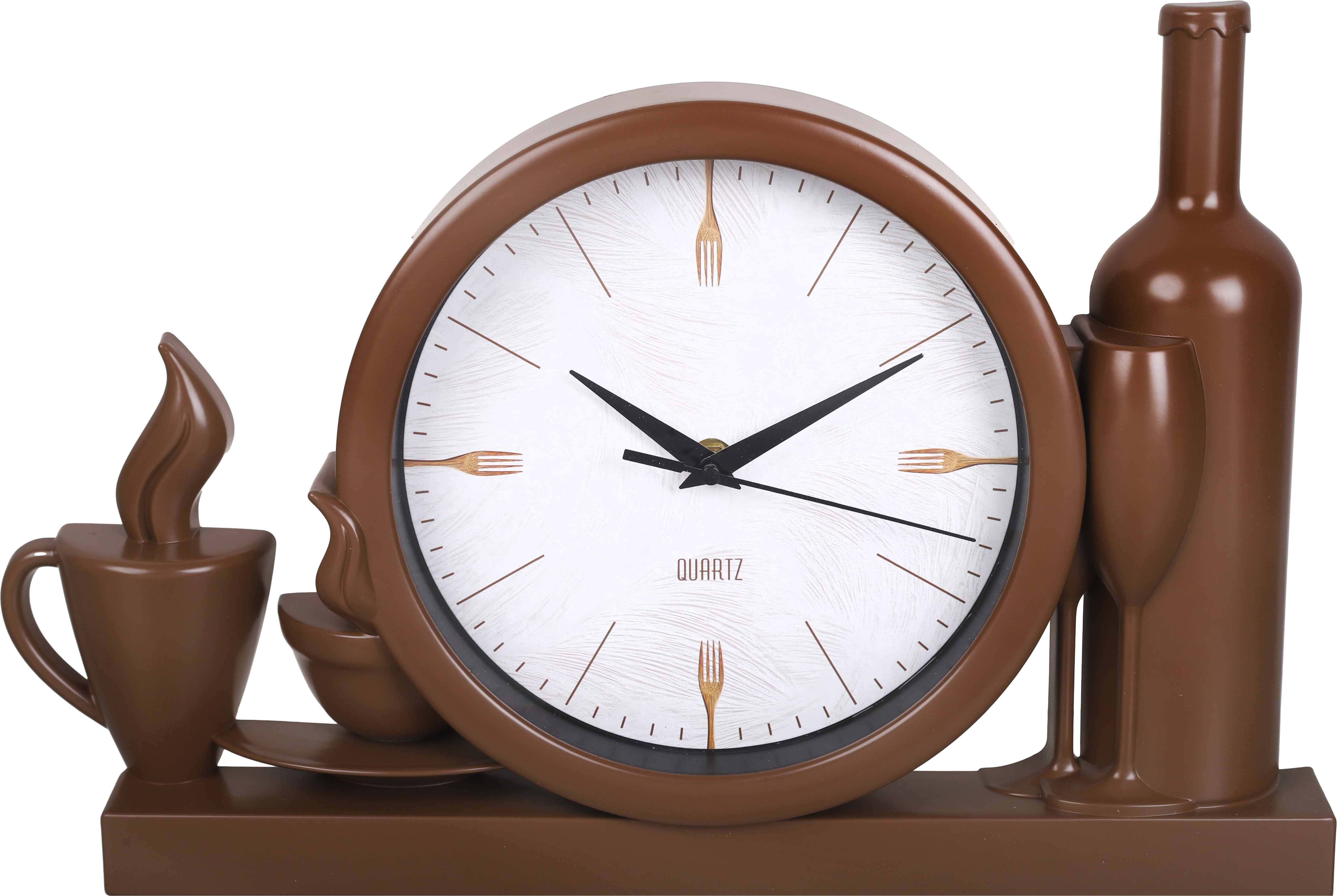 Plastic kitchen clock, 25×38 cm - Brown