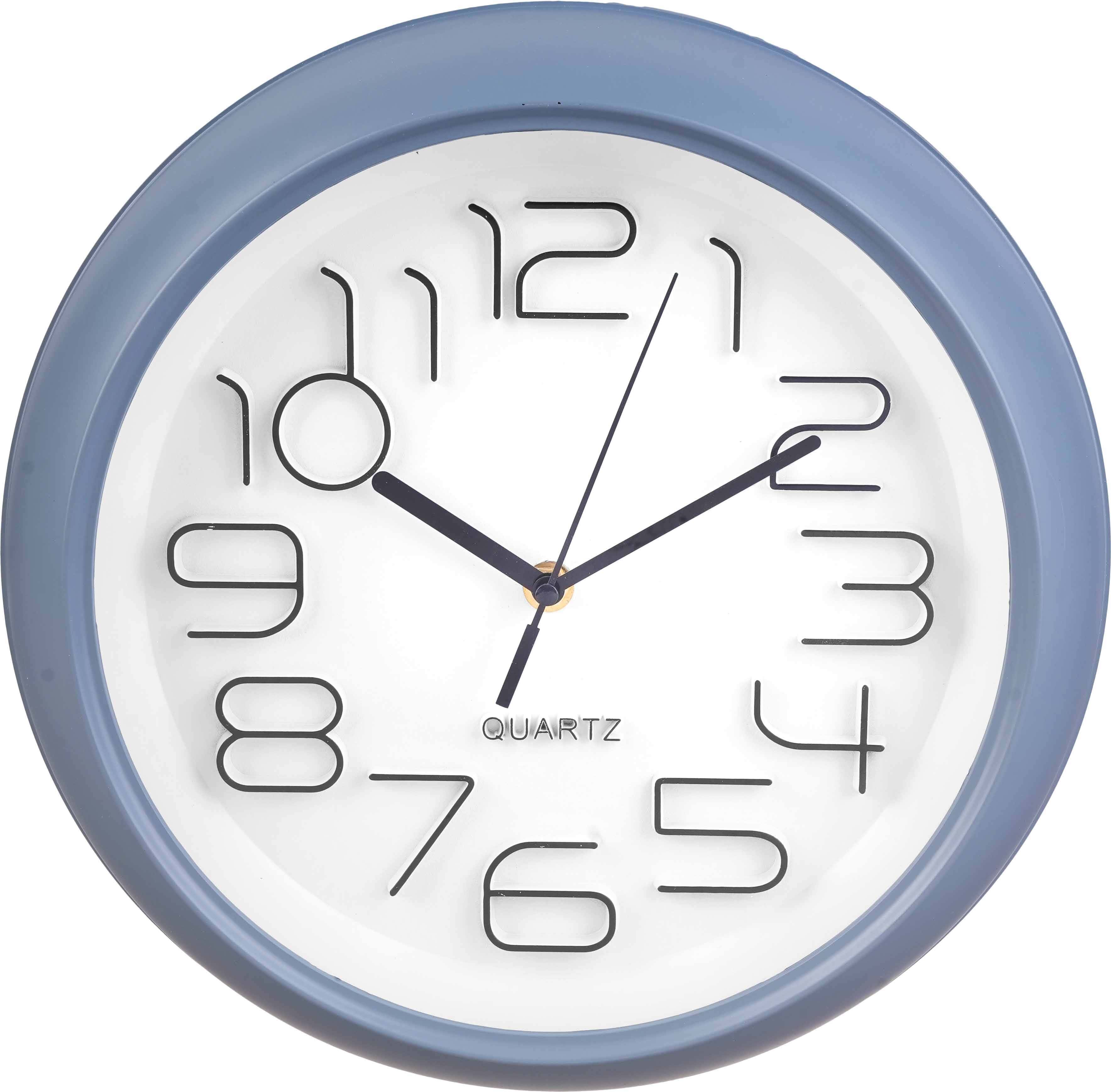 Classic round plastic clock, 28 cm - Grey