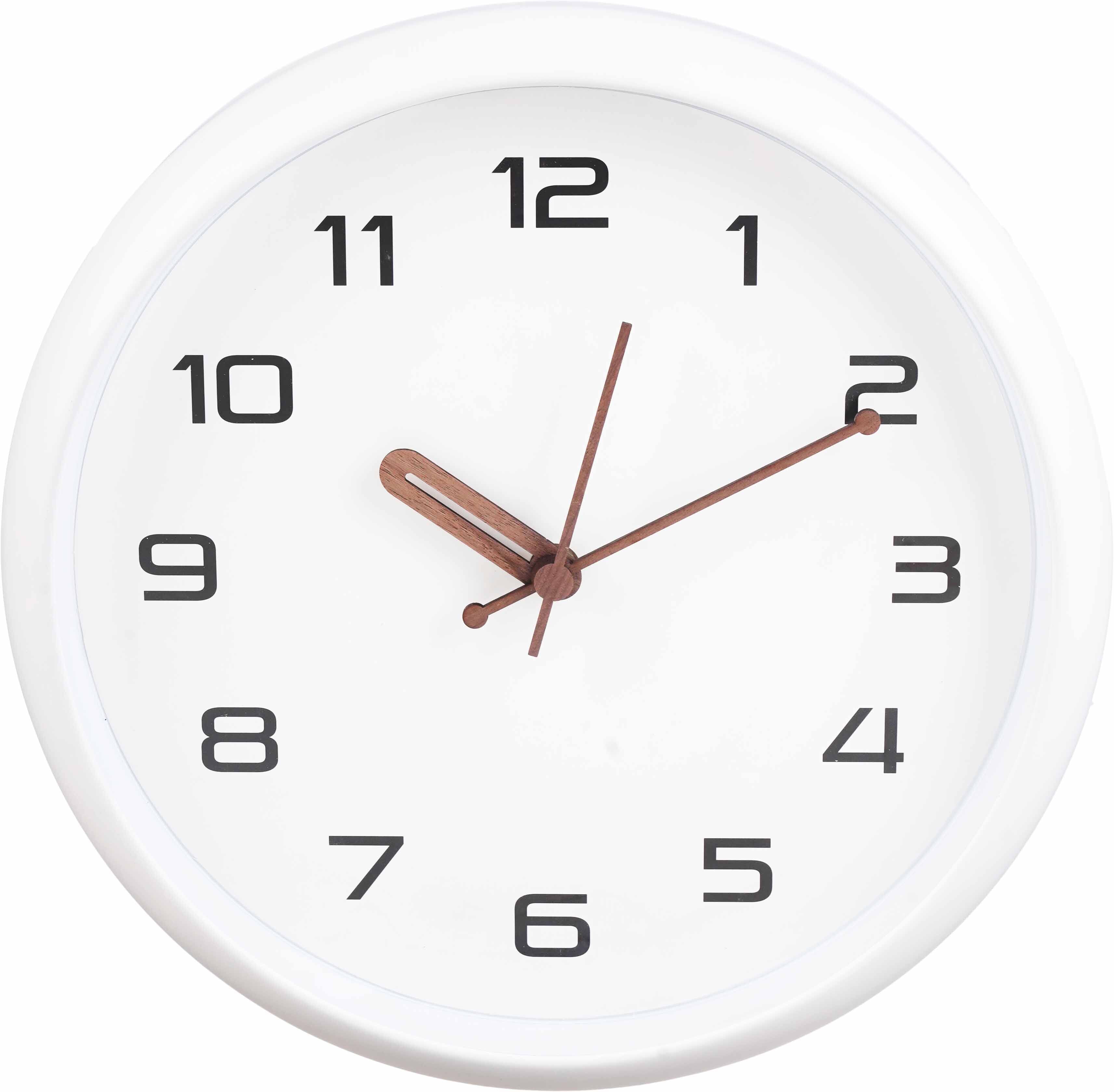Round plastic wall clock, 30 cm - White