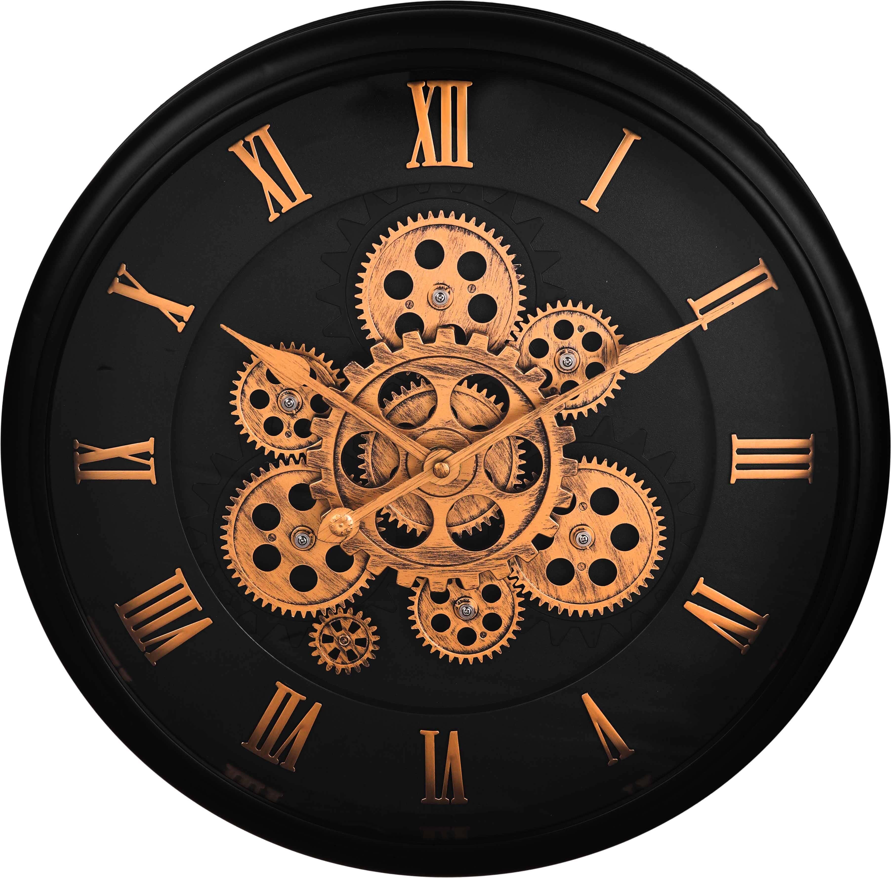 Round plastic wall clock, 41 cm - Black Brown