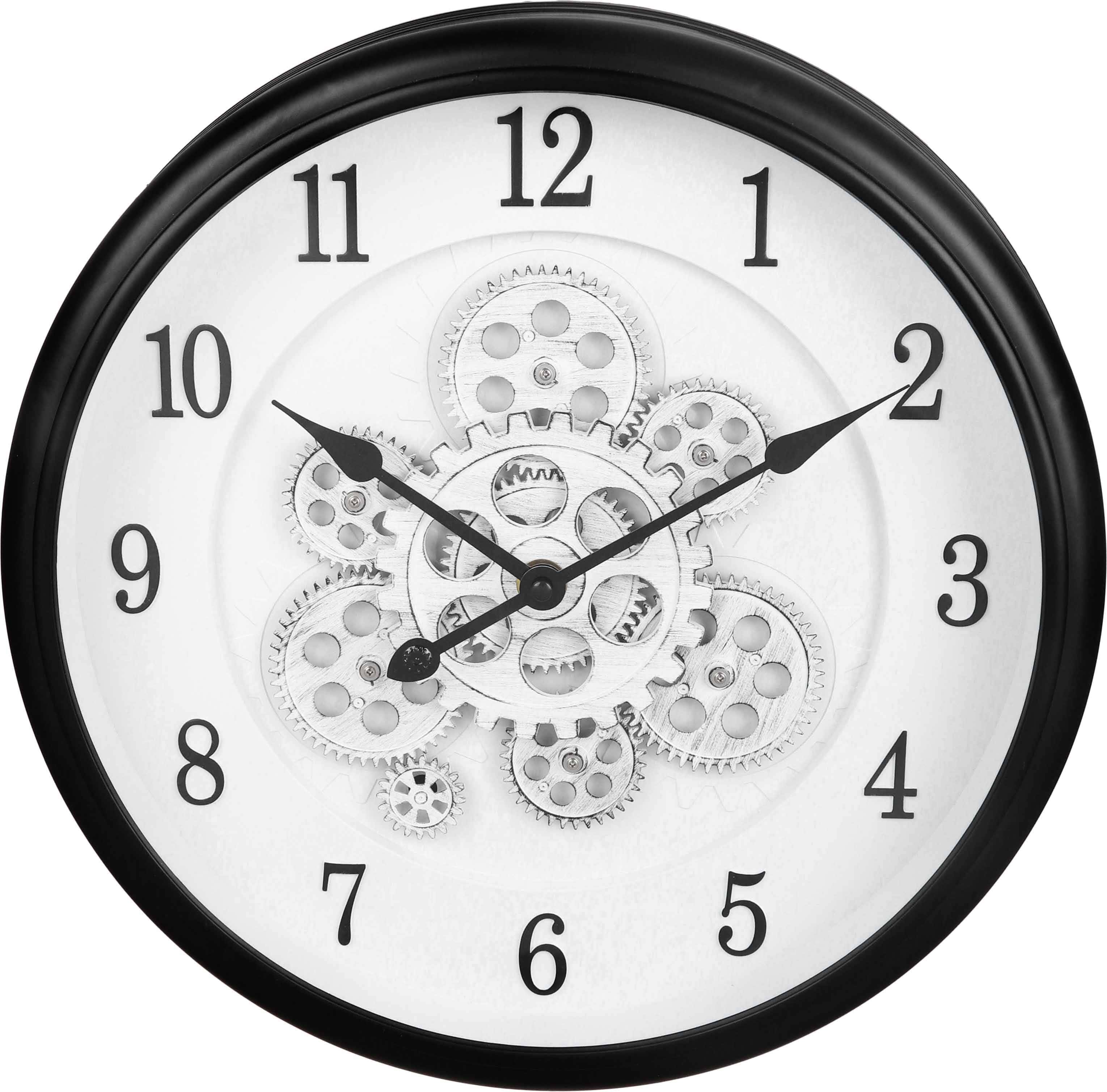 Round plastic wall clock, 39 cm - Black White