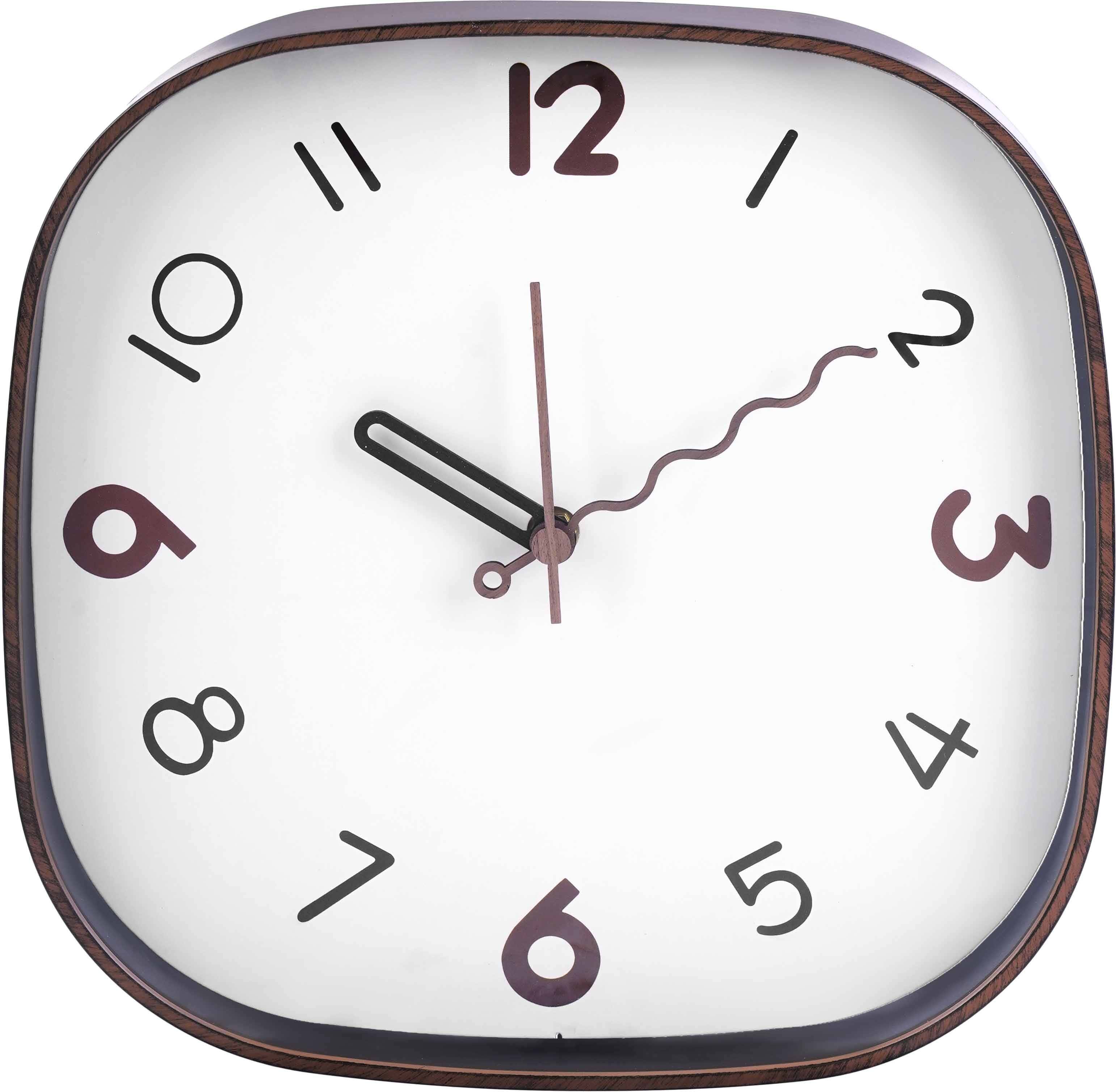 Round plastic wall clock, 28 cm - Brown